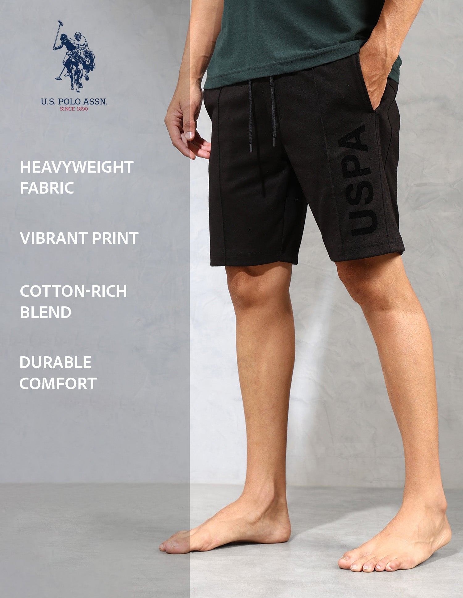 Brand Appliqued OES06 Lounge Shorts - Pack Of 1 Scarab - U.S. POLO ASSN. | Large