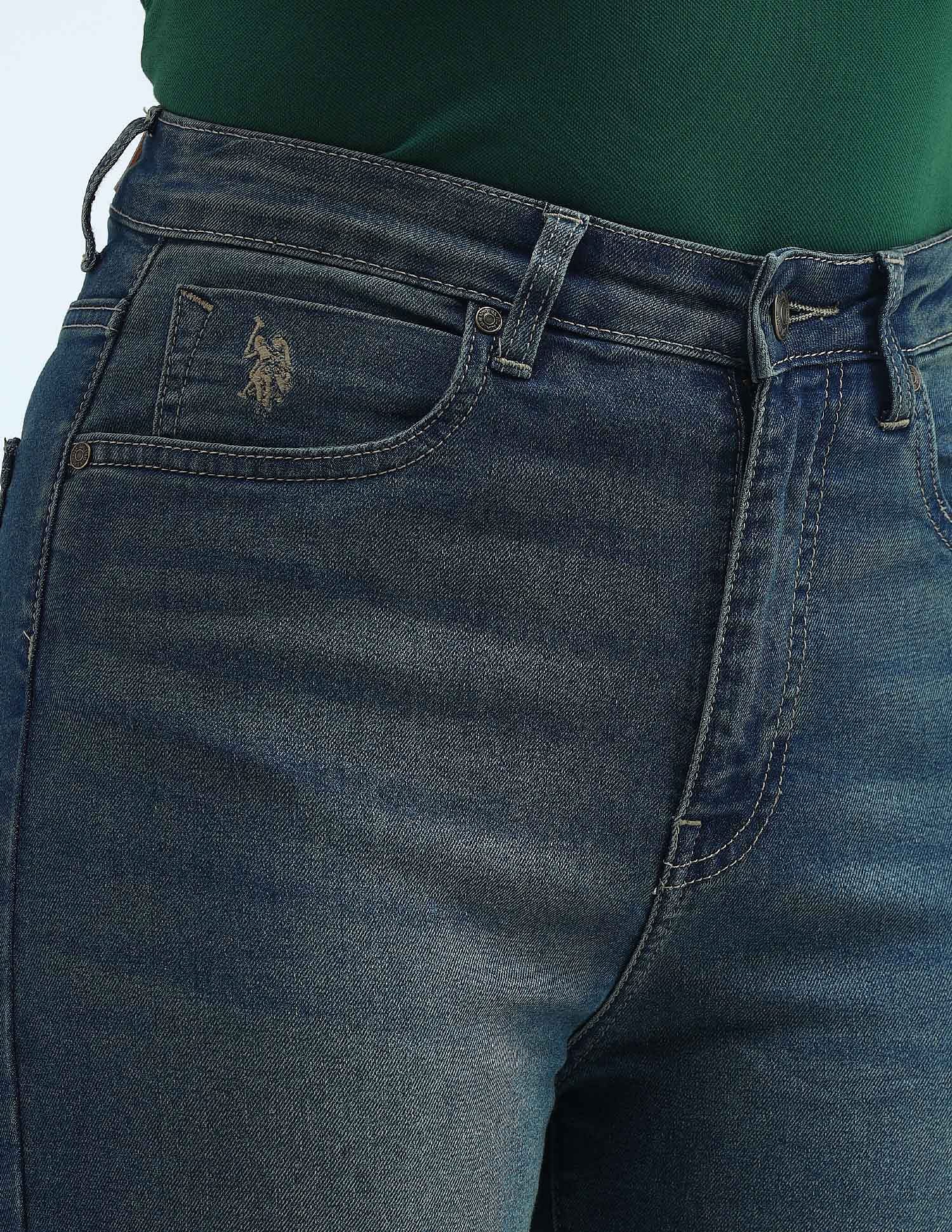 High Rise Wide Leg Jeans Blue - U.S. POLO ASSN. | Large