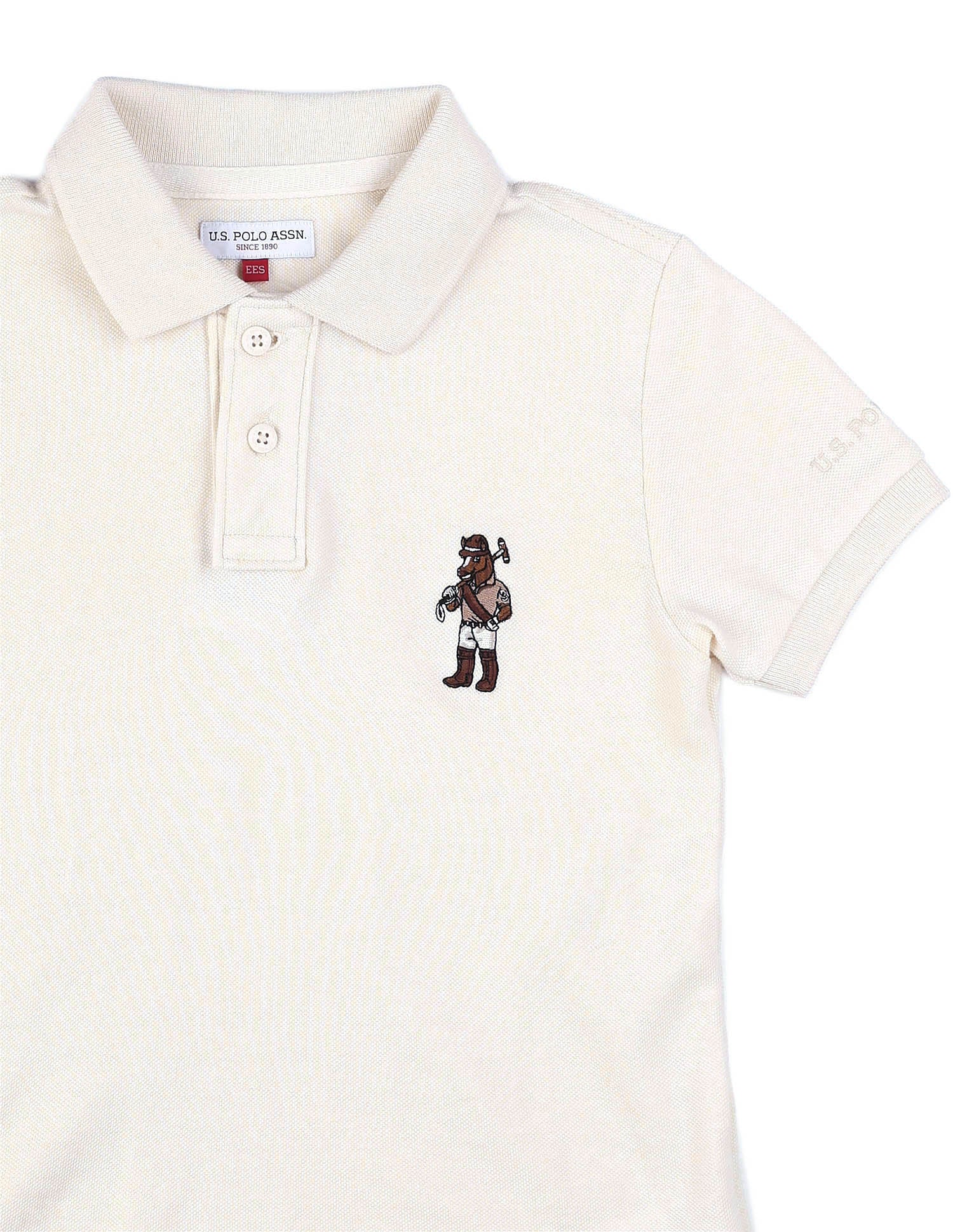 Boys Solid Pure Cotton Polo Shirt Cream - U.S. POLO ASSN. | Large