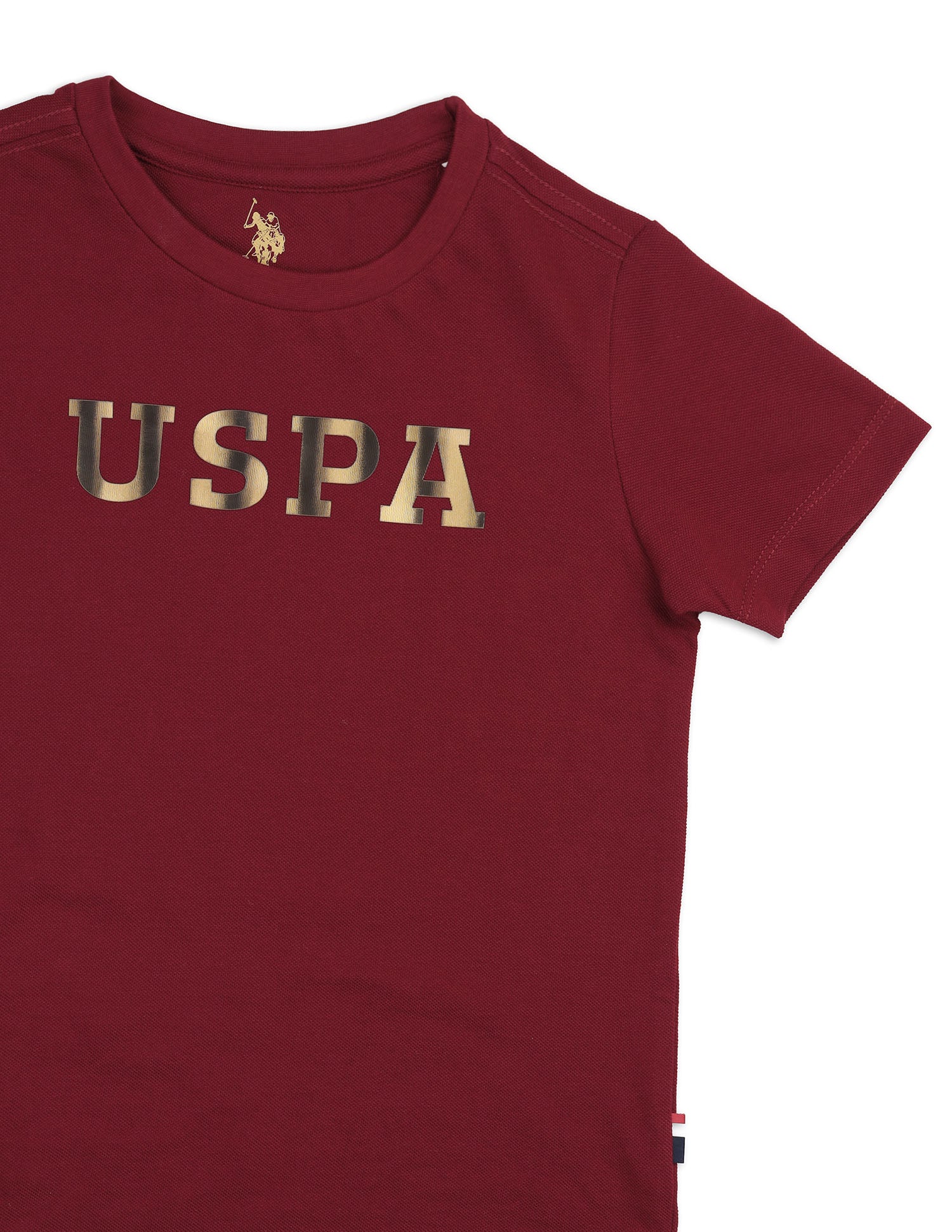 Boys Brand Embossed Pure Cotton T Shirt Dark Red - U.S. POLO ASSN. | Large