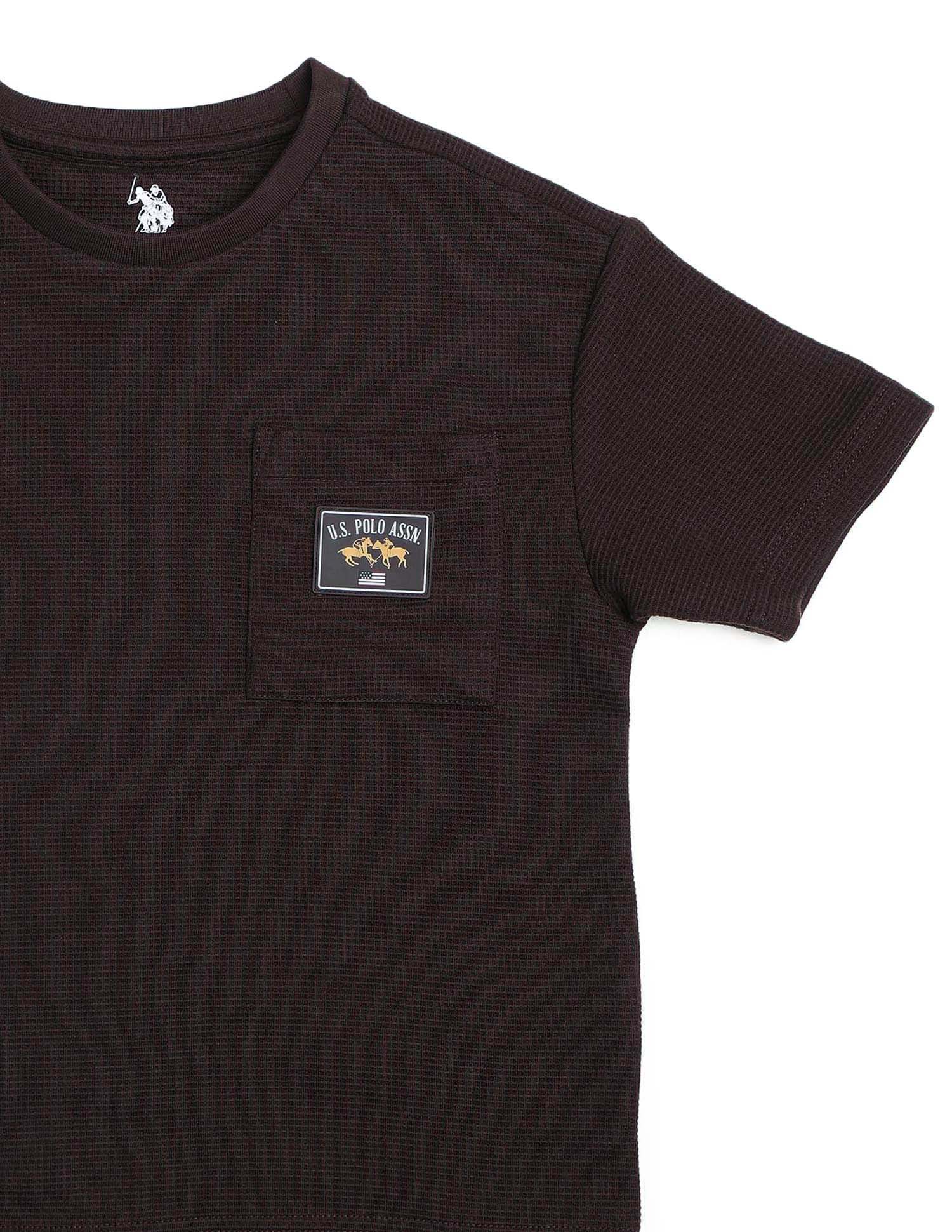 Boys Textured Boxy Fit T Shirt Dark Brown - U.S. POLO ASSN. | Large
