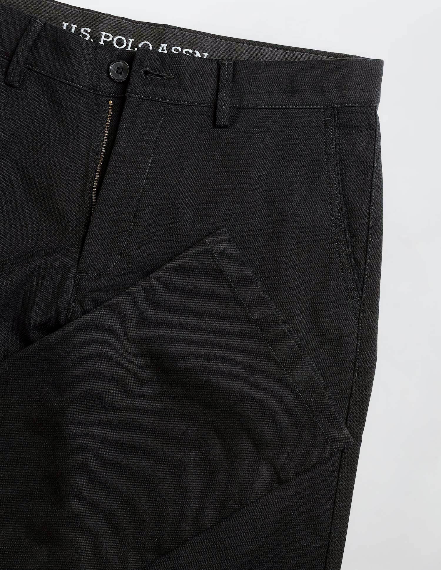 Riley Straight Fit Dobby Trousers Black - U.S. Polo Assn. India | Large