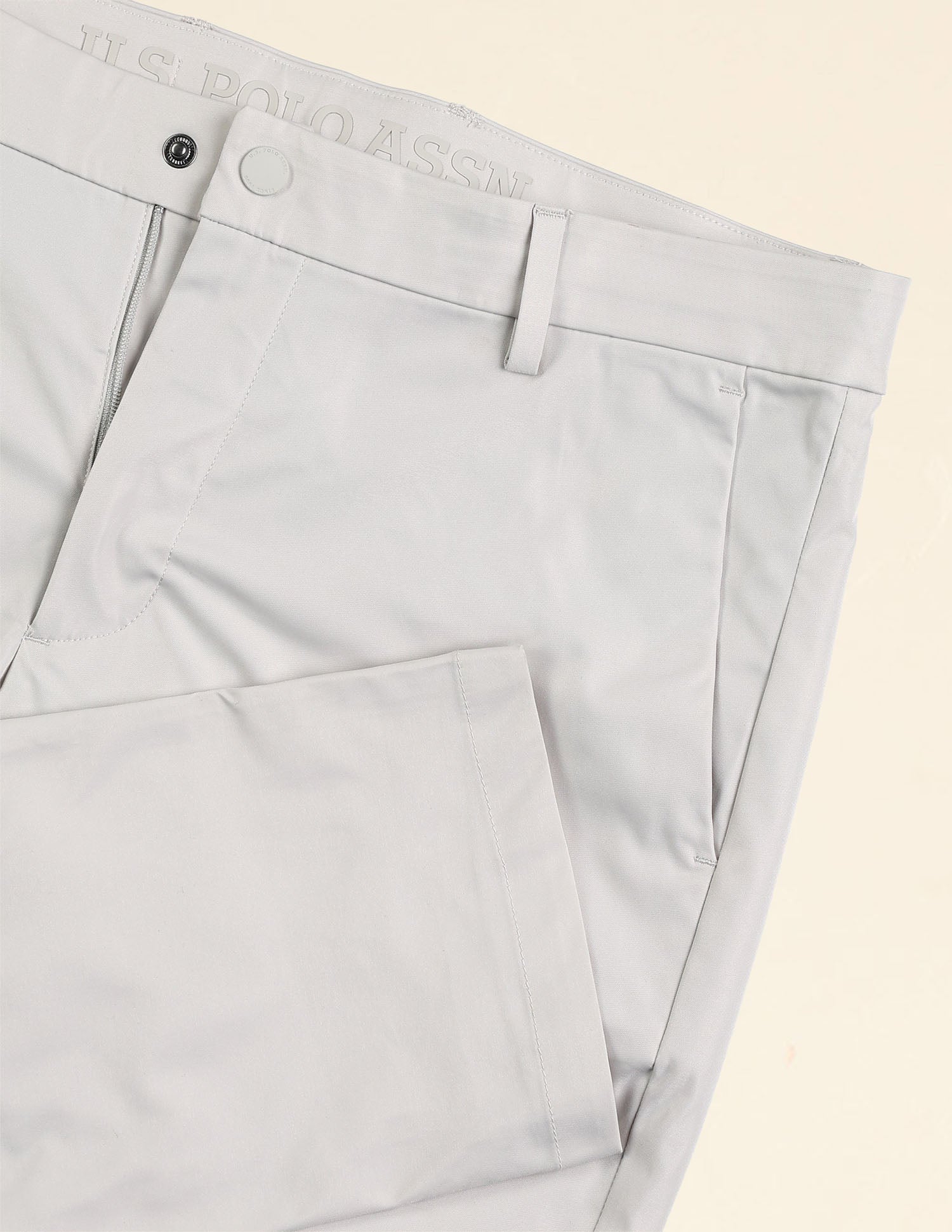 Austin Slim Fit Twill Trousers Light Grey - U.S. Polo Assn. India | Large