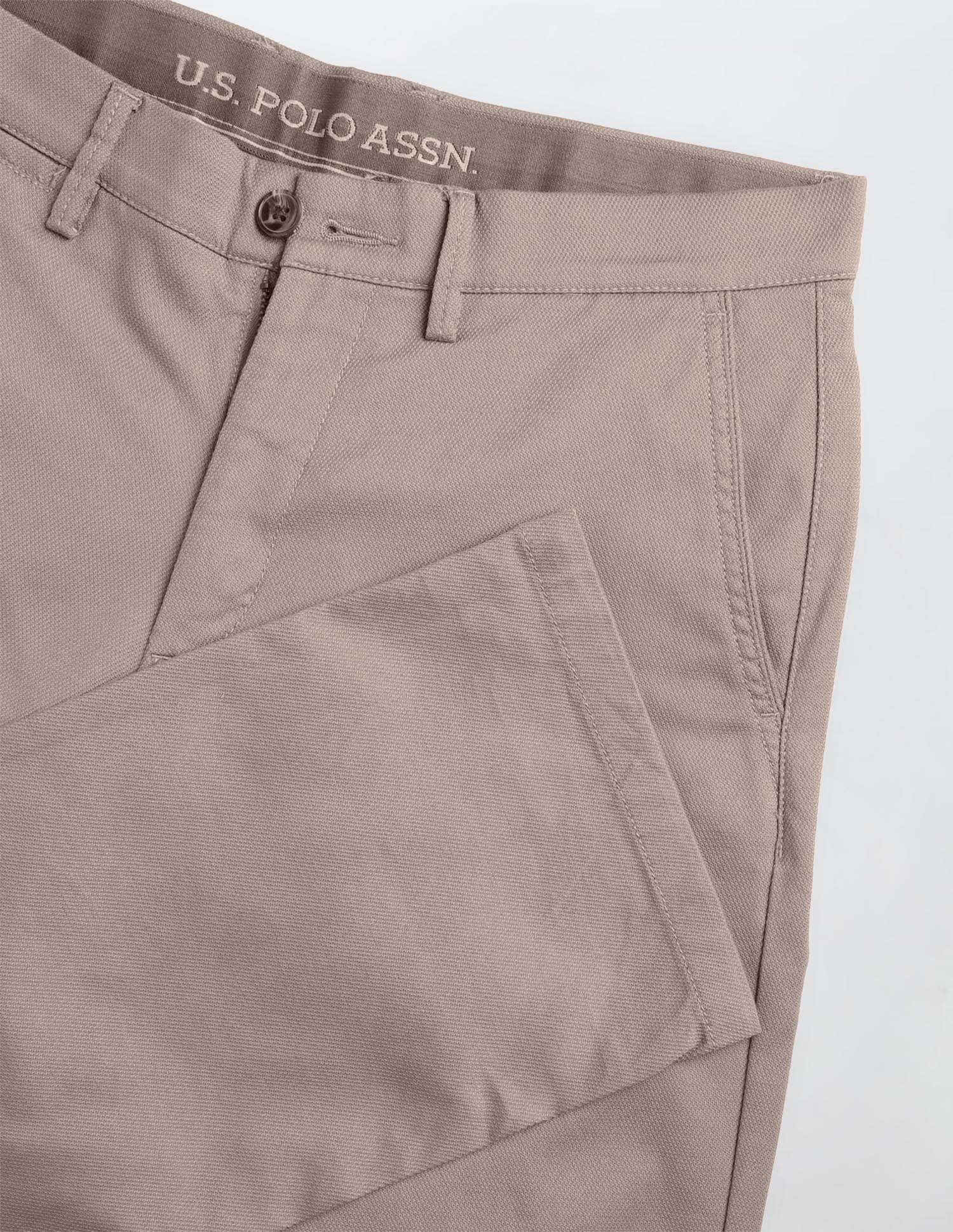 Riley Straight Fit Dobby Trousers Taupe Brown - U.S. Polo Assn. India | Large