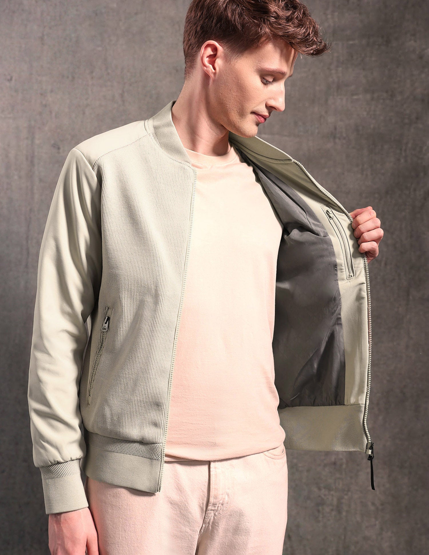 Textured Black & Gold Bomber Jacket Beige - U.S. POLO ASSN. | Large