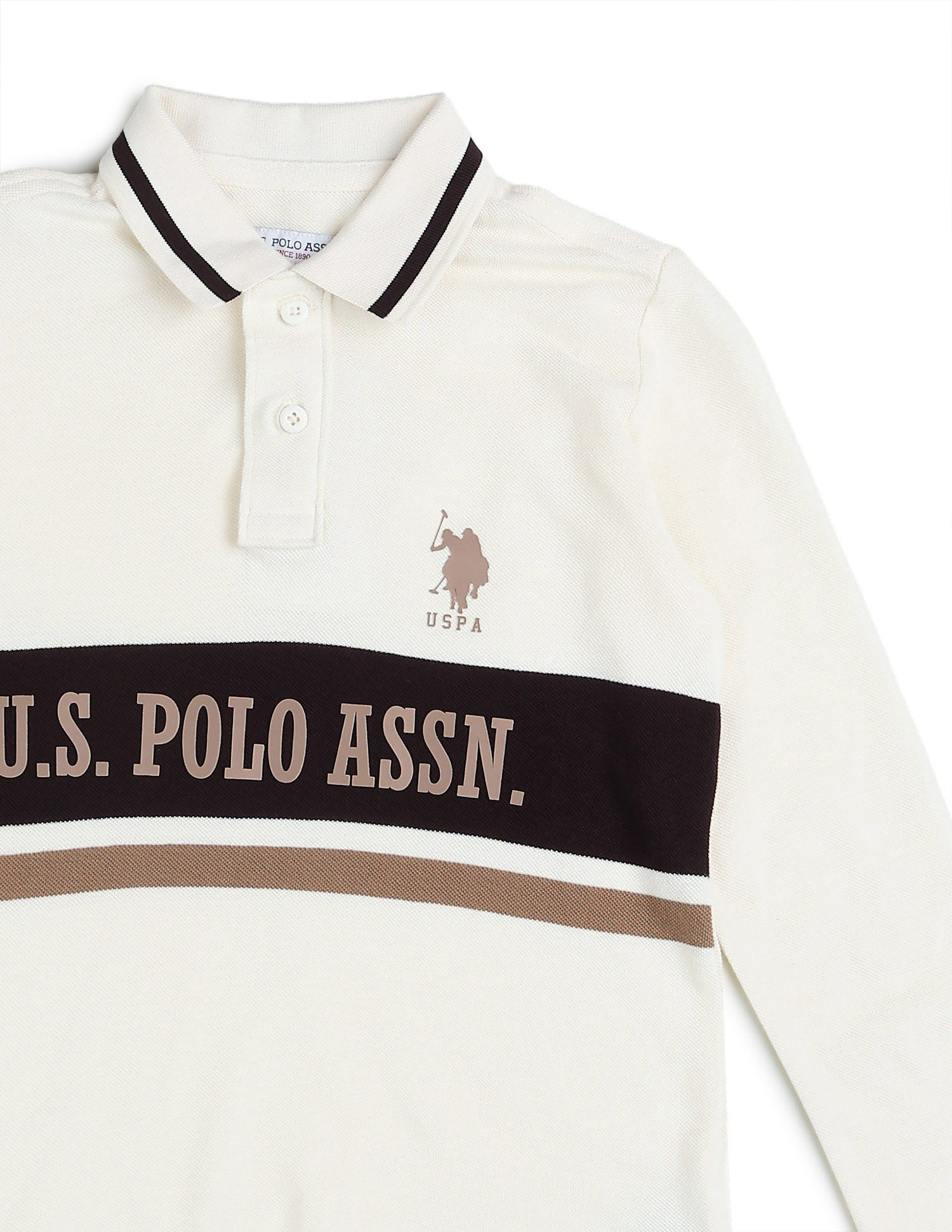 Boys Brand Printed Regular Fit Polo Shirt Off White - U.S. POLO ASSN. | Large