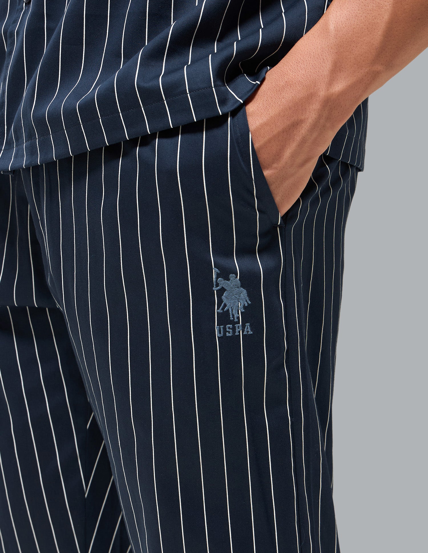 Pure Cotton Striped OESS03 Sleep Set Navy - U.S. Polo Assn. India | Large
