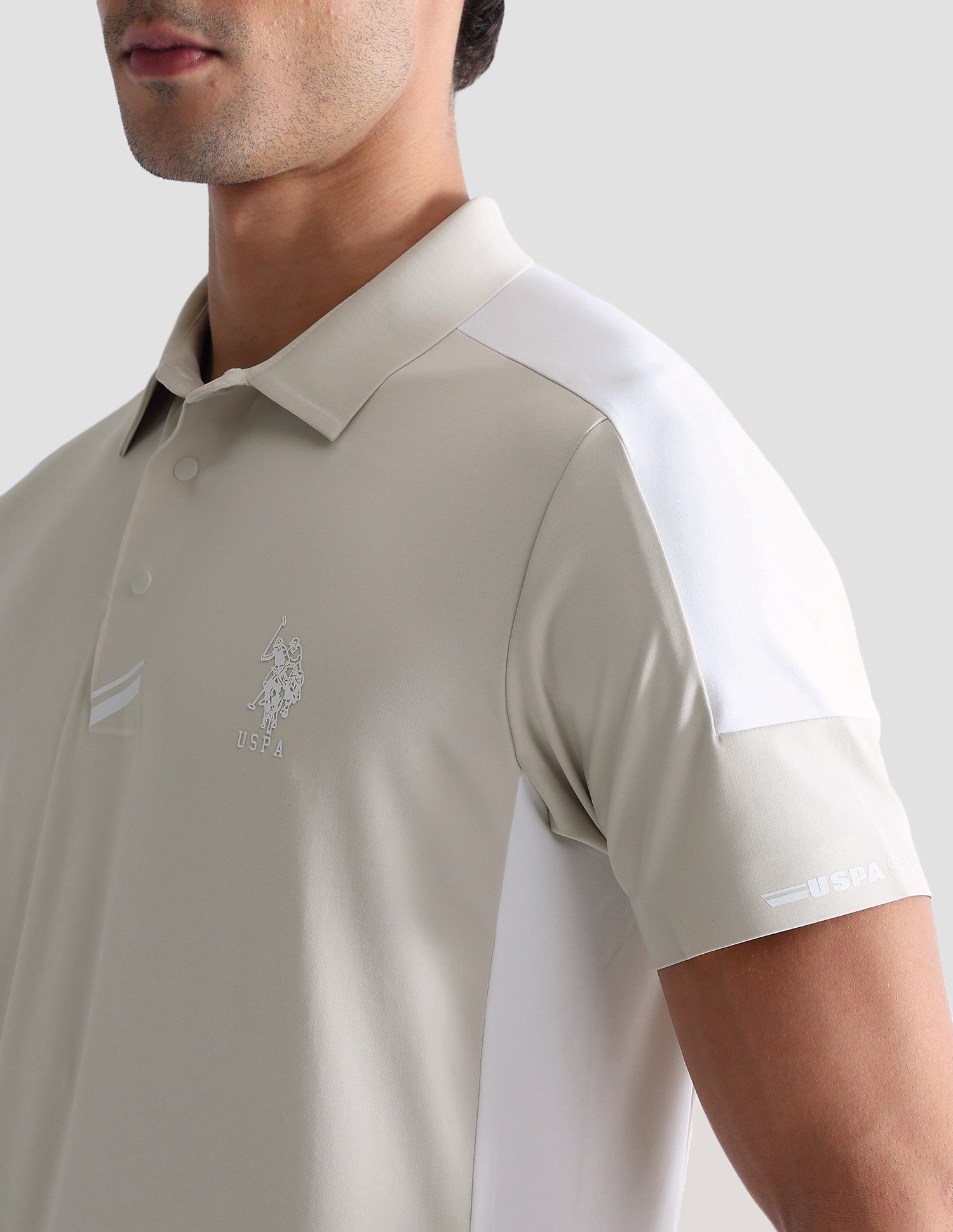 Colorblocked Active Polo Shirt Beige - U.S. POLO ASSN. | Large
