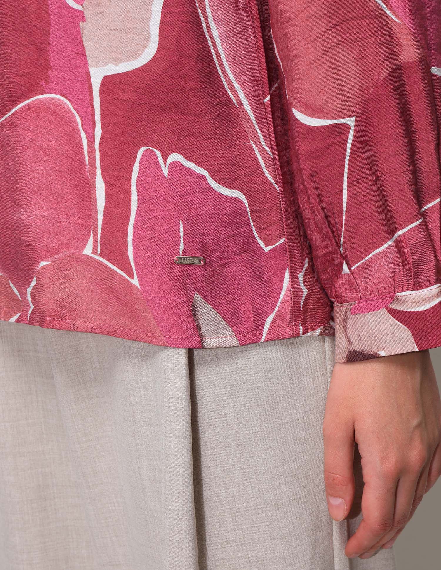 Abstract Printed V-Neck Collar Shirt Maroon - U.S. Polo Assn. India | Large