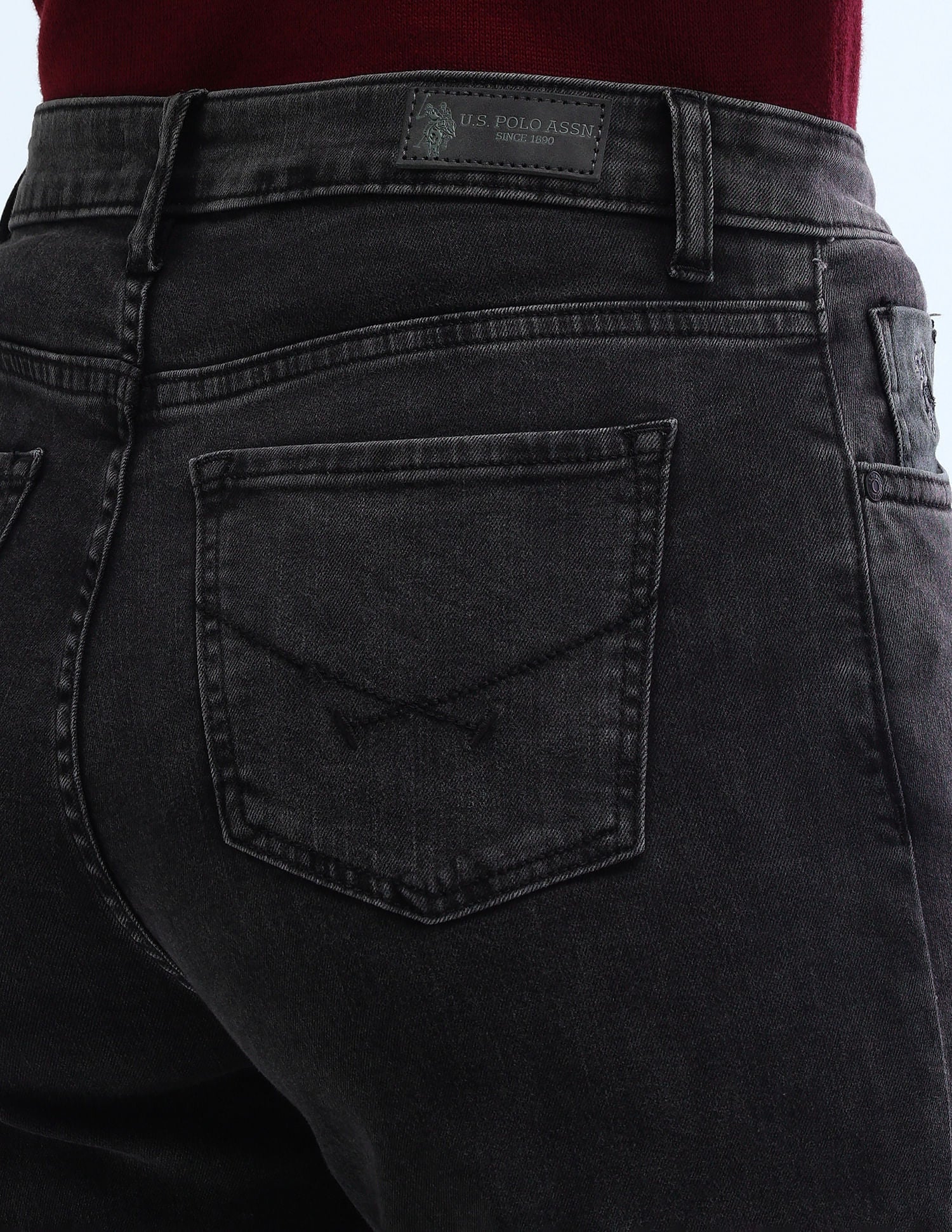 High Rise Wideleg Stretchable Jeans Dark Grey - U.S. POLO ASSN. | Large