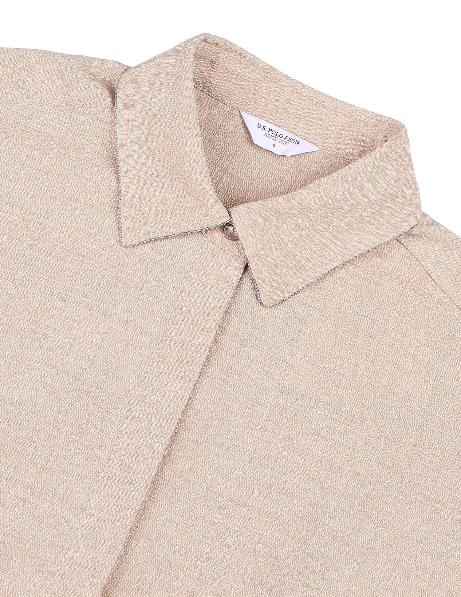 Solid Fitted Shirt Light Brown - U.S. Polo Assn. India | Large