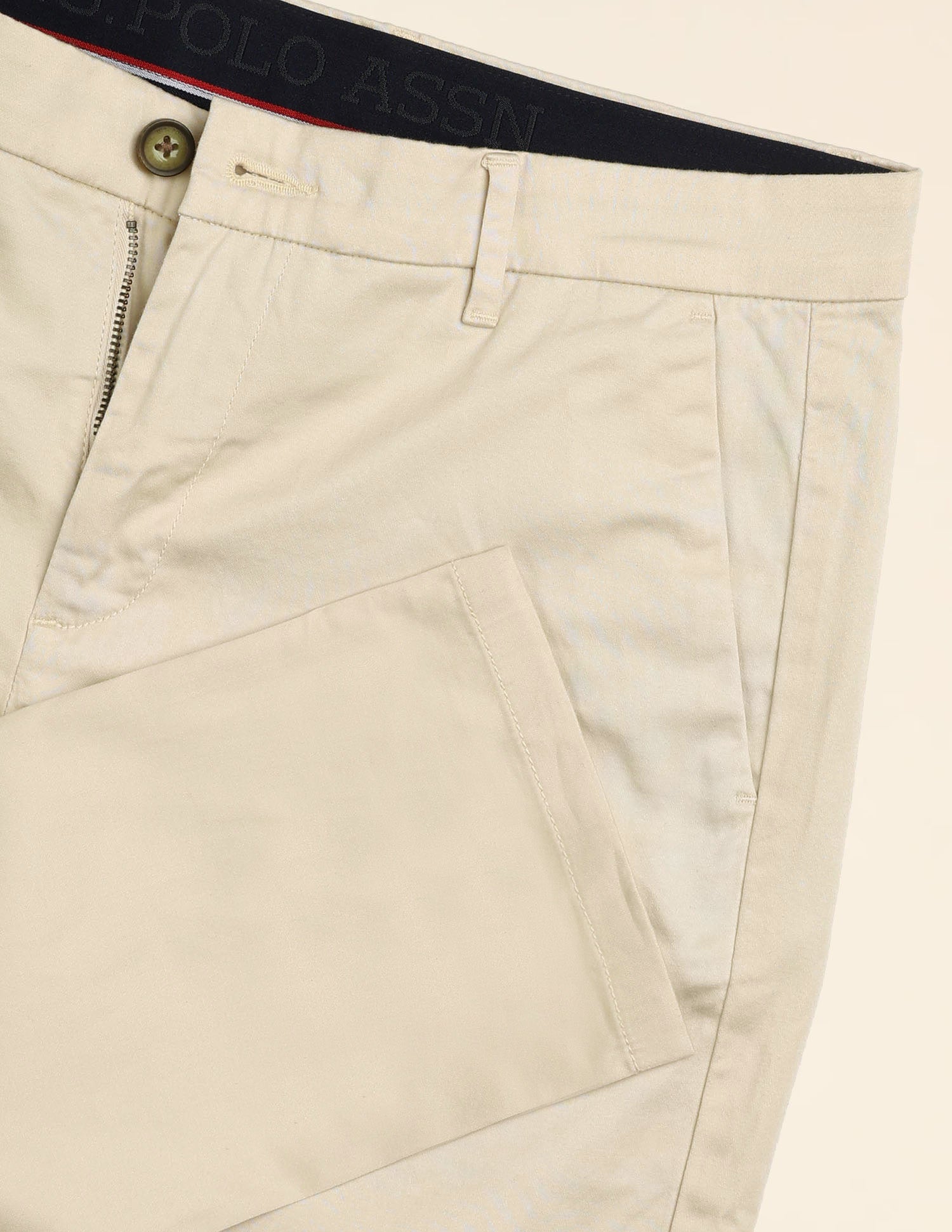 Slim Fit Mid Rise Trousers Beige - U.S. Polo Assn. India | Large