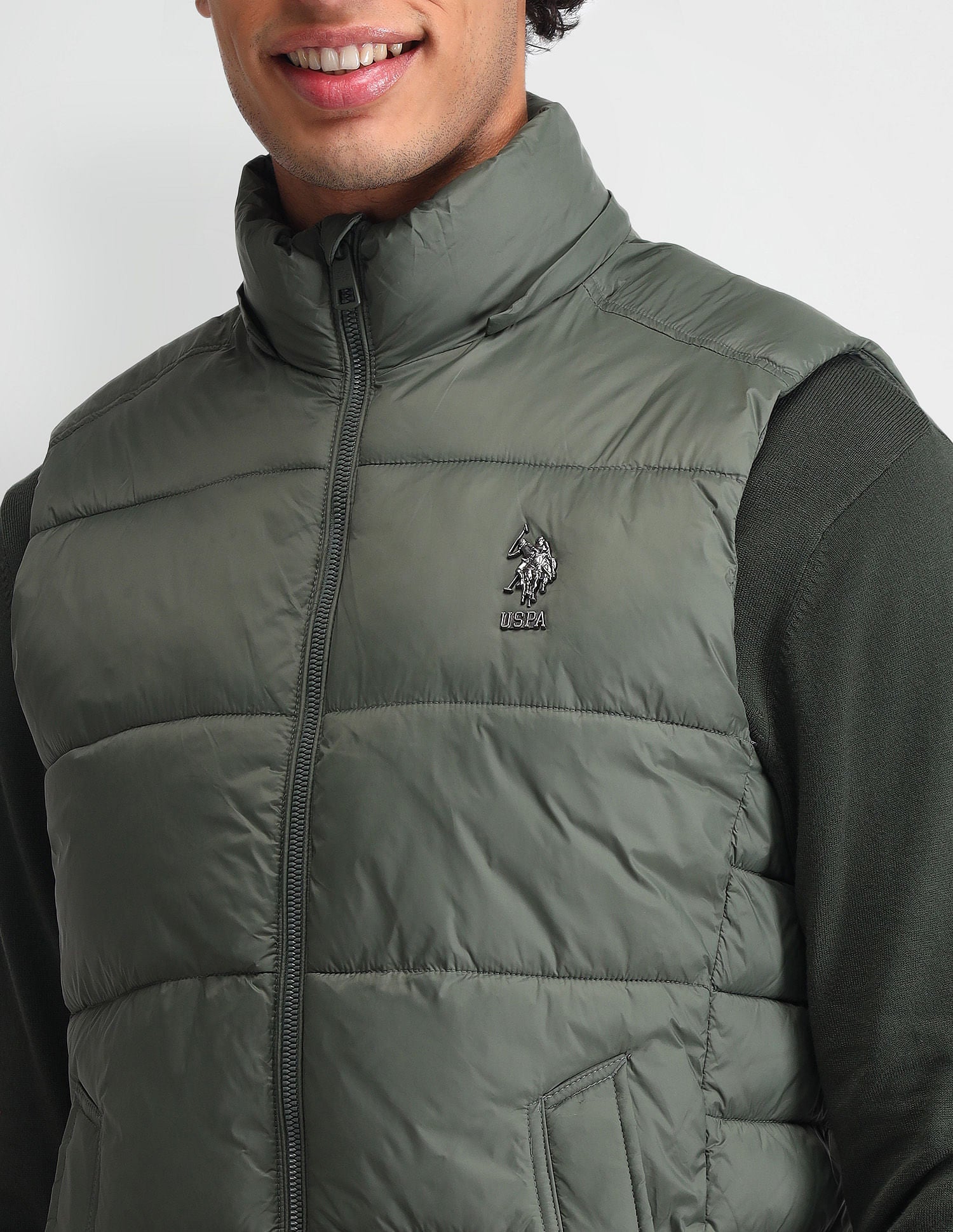 Detachable Hood Padded Jacket Metalic Olive - U.S. POLO ASSN. | Large