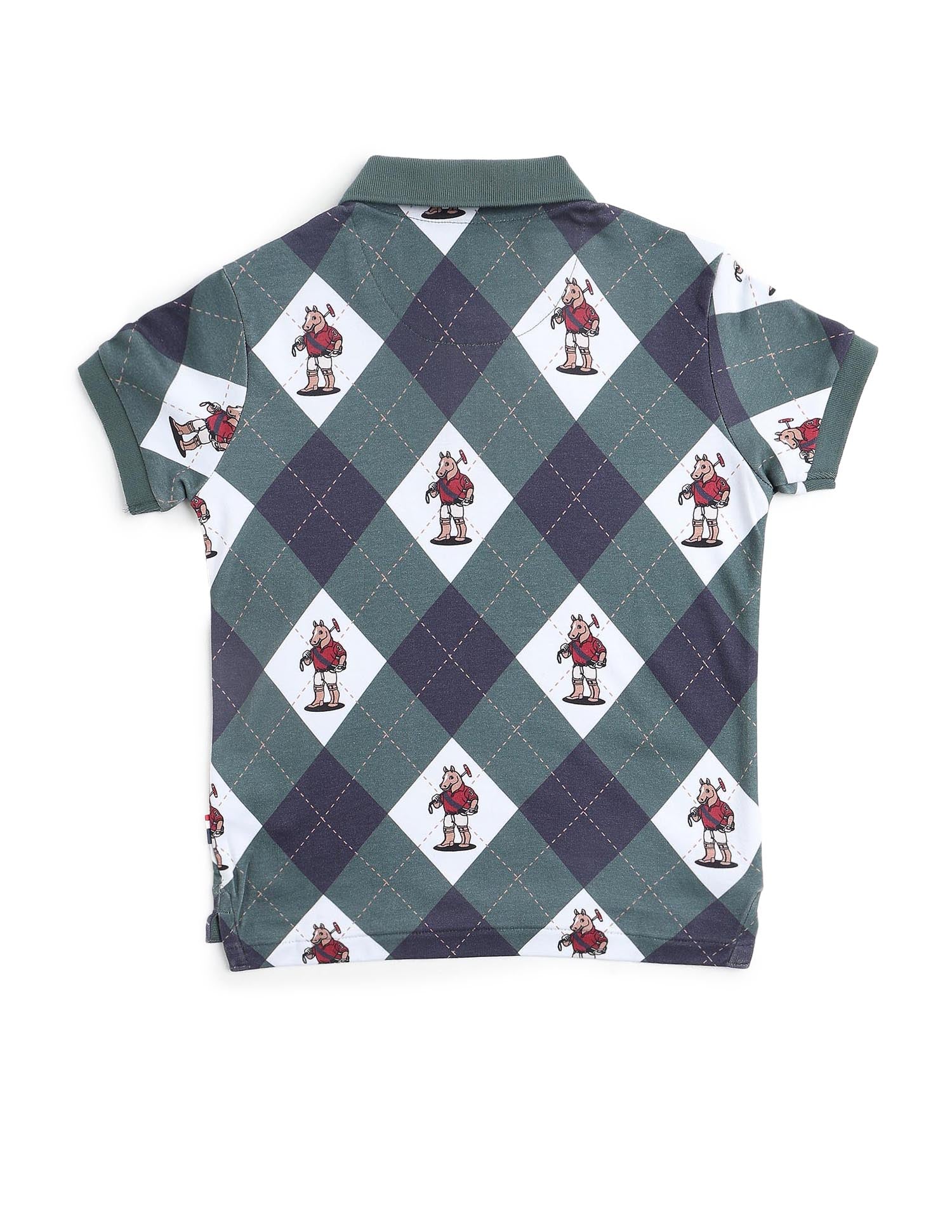 Boys Graphic Argyle Printed Polo Shirt Dark Green - U.S. POLO ASSN. | Large