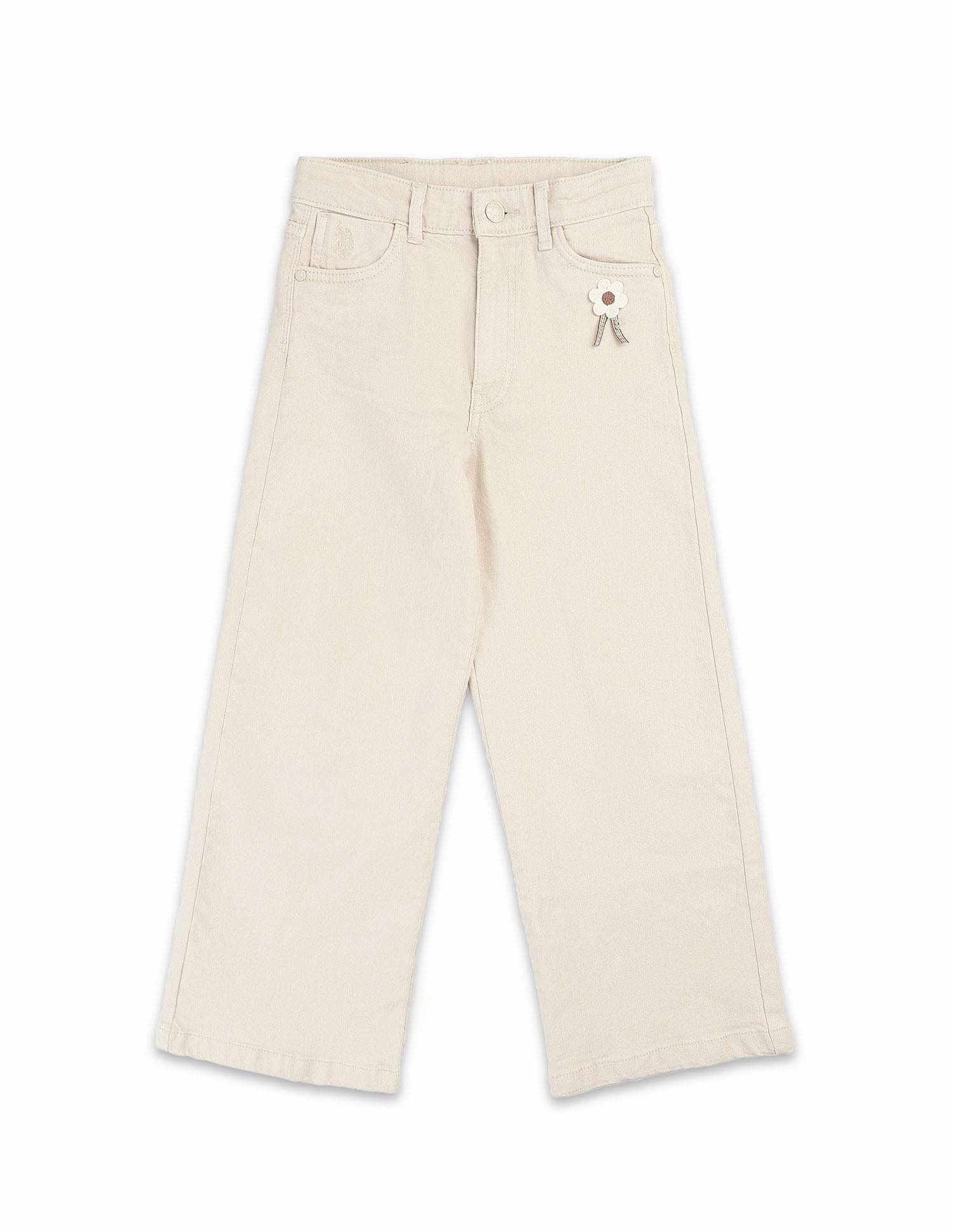 Girls Wide Leg Fit Mid Rise Jeans Sea Salt - U.S. POLO ASSN. | Large