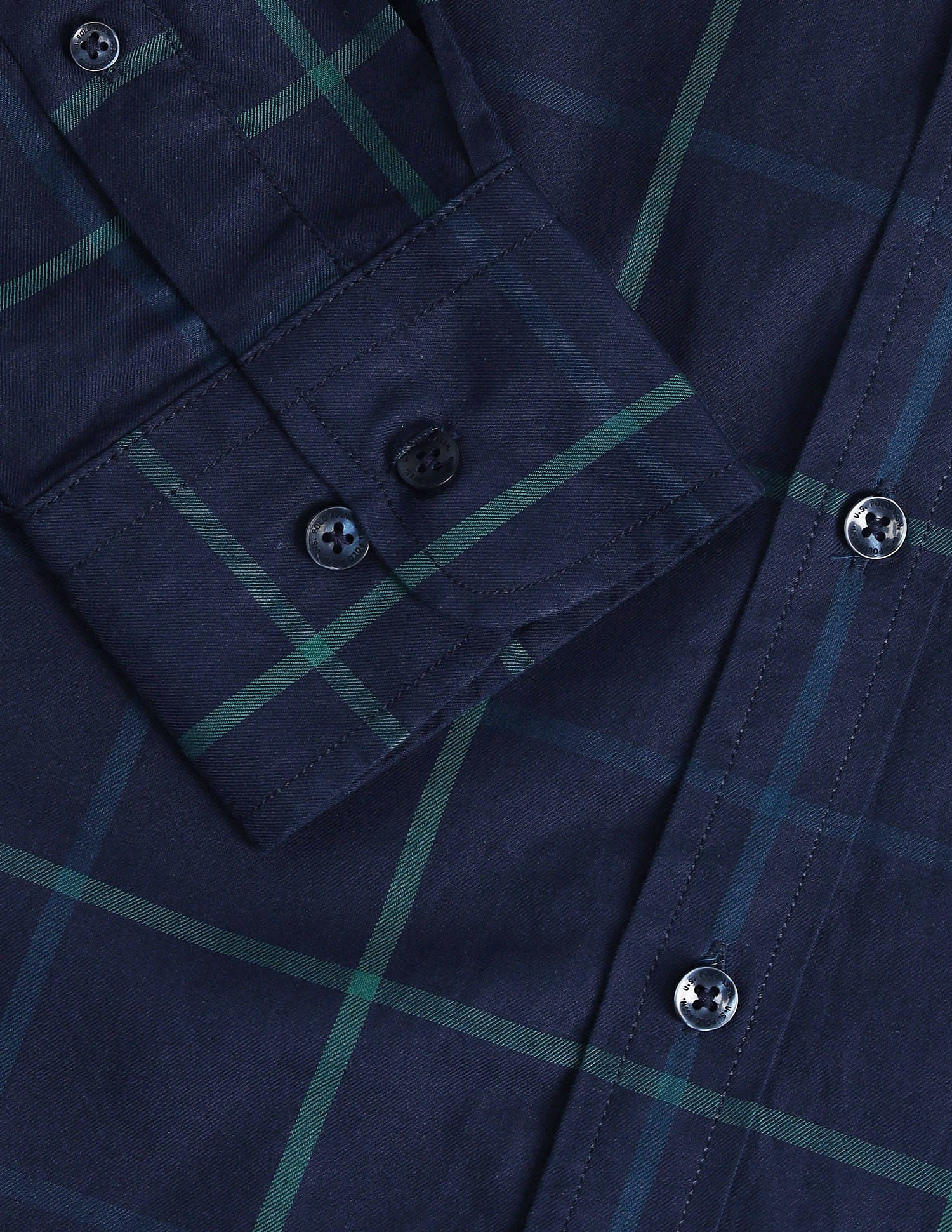 Windowpane Checked Tailored Fit Shirt Navy - U.S. Polo Assn. India | Large