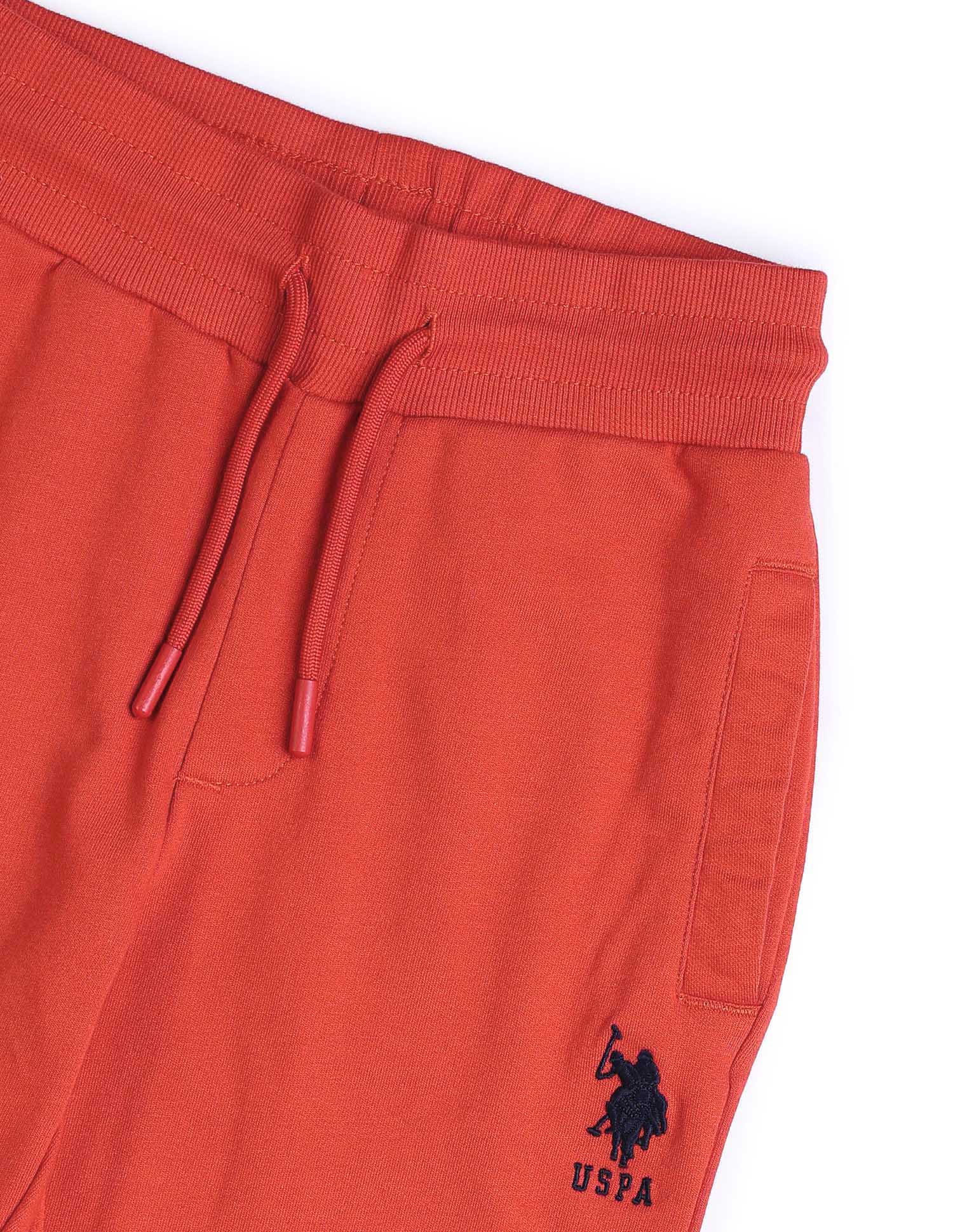 Boys Pure Cotton Solid Joggers Dark Orange - U.S. POLO ASSN. | Large
