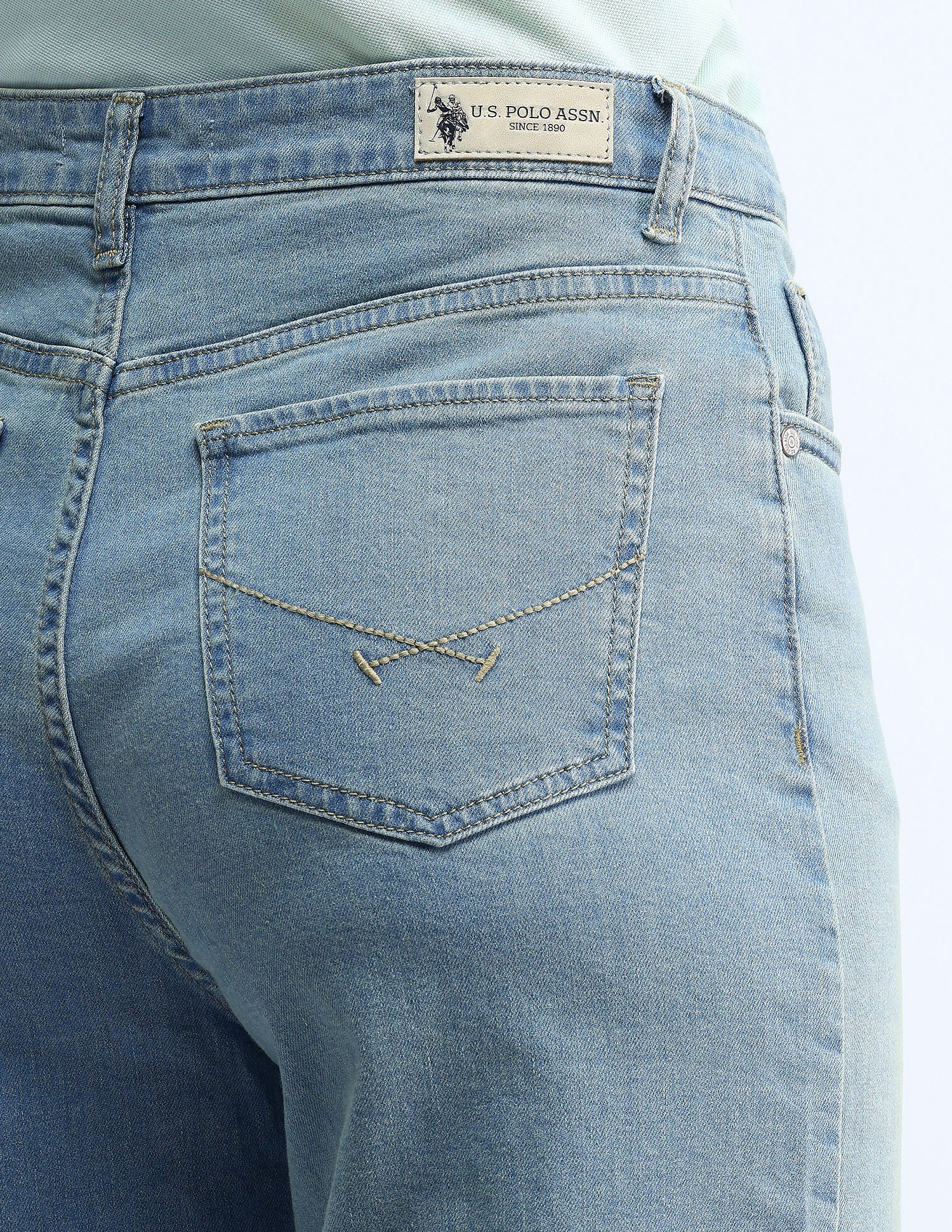 High Rise Wide Leg Jeans Blue - U.S. POLO ASSN. | Large