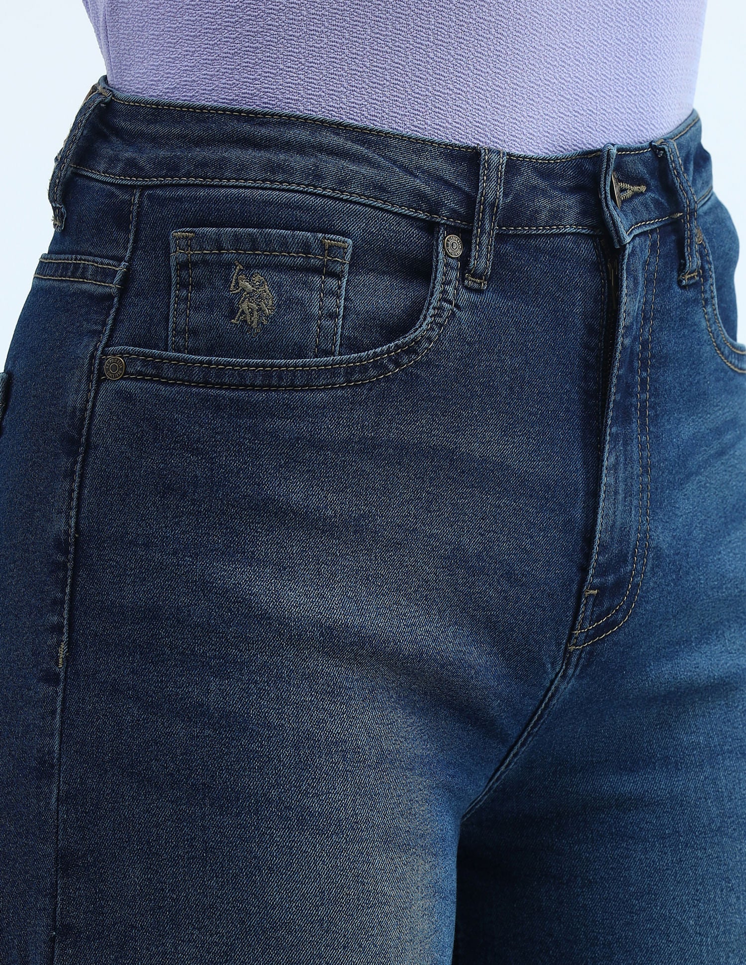 High Rise Ultra Wide Leg Jeans Dark Blue - U.S. Polo Assn. India | Large