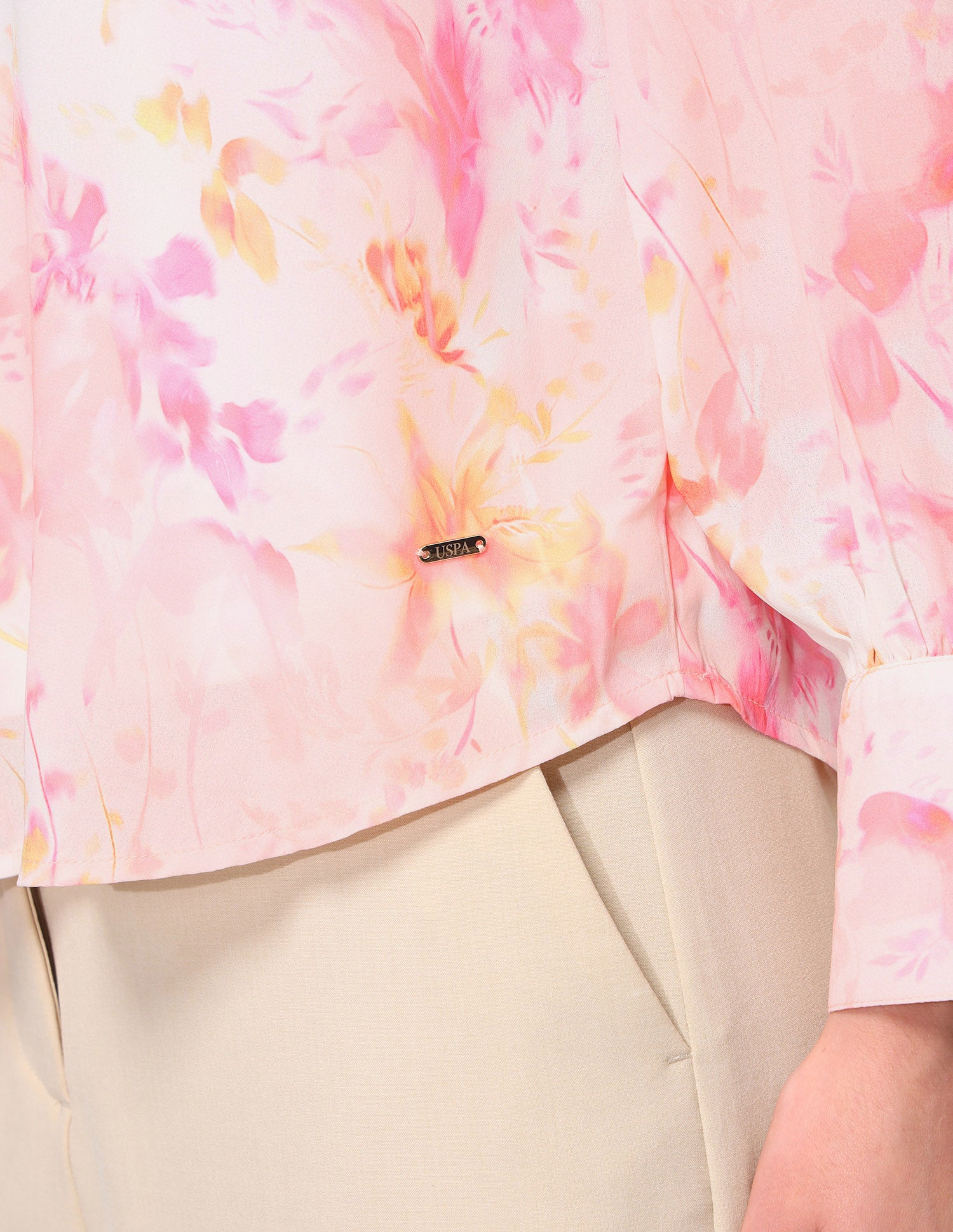 High Neck Floral Printed Top Pink - U.S. Polo Assn. India | Large