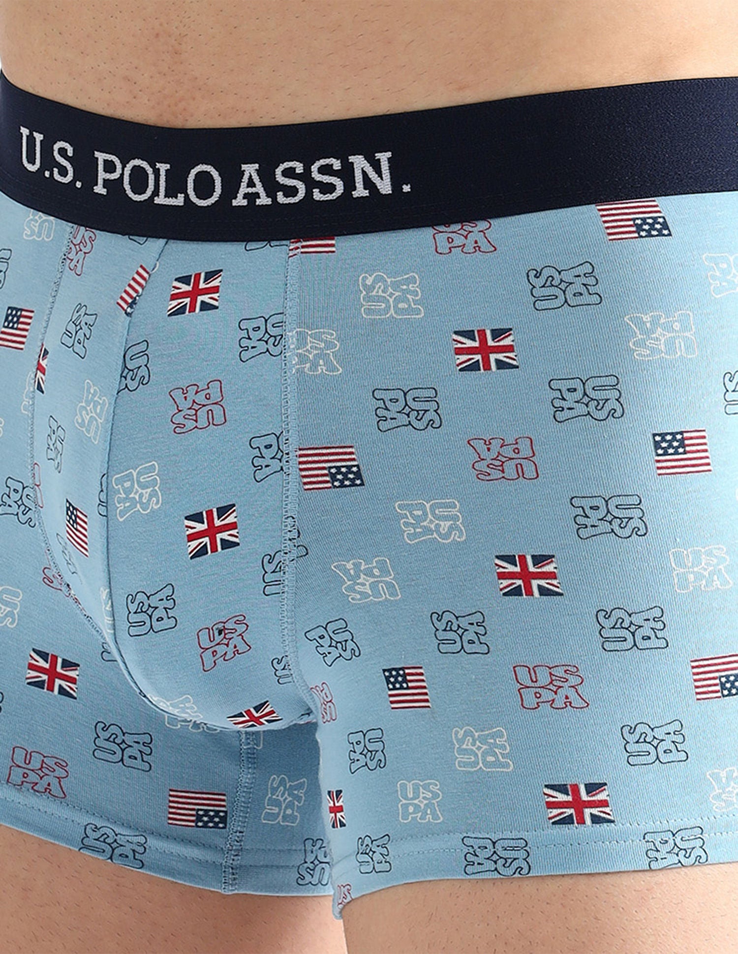 Elasticized Waist Solid OET14 Trunks - Pack Of 3 Navy, Light Blue and White - U.S. POLO ASSN. | Large