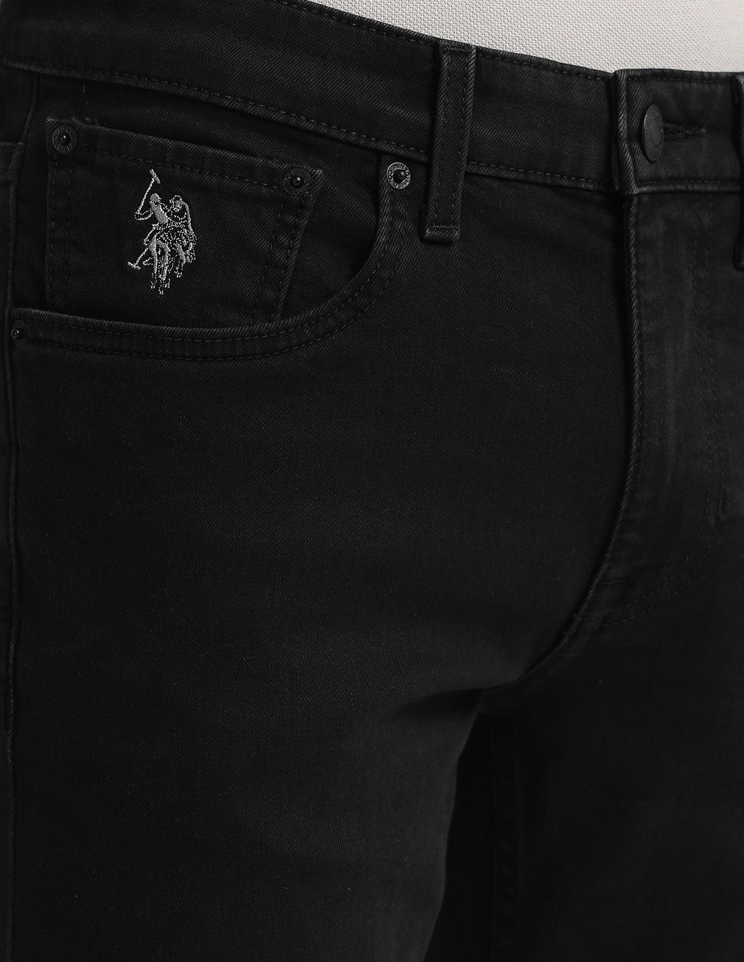 Regallo Skinny Fit Black Jeans Black - U.S. Polo Assn. India | Large