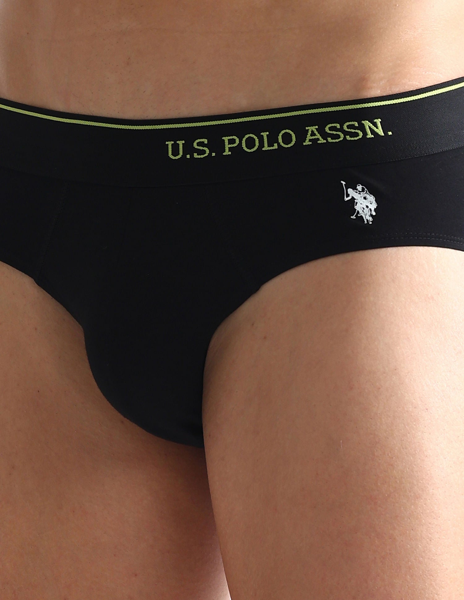 Pure Cotton Antibacterial OEB08 Briefs - Pack Of 2 Black and Yellow - U.S. POLO ASSN. | Large