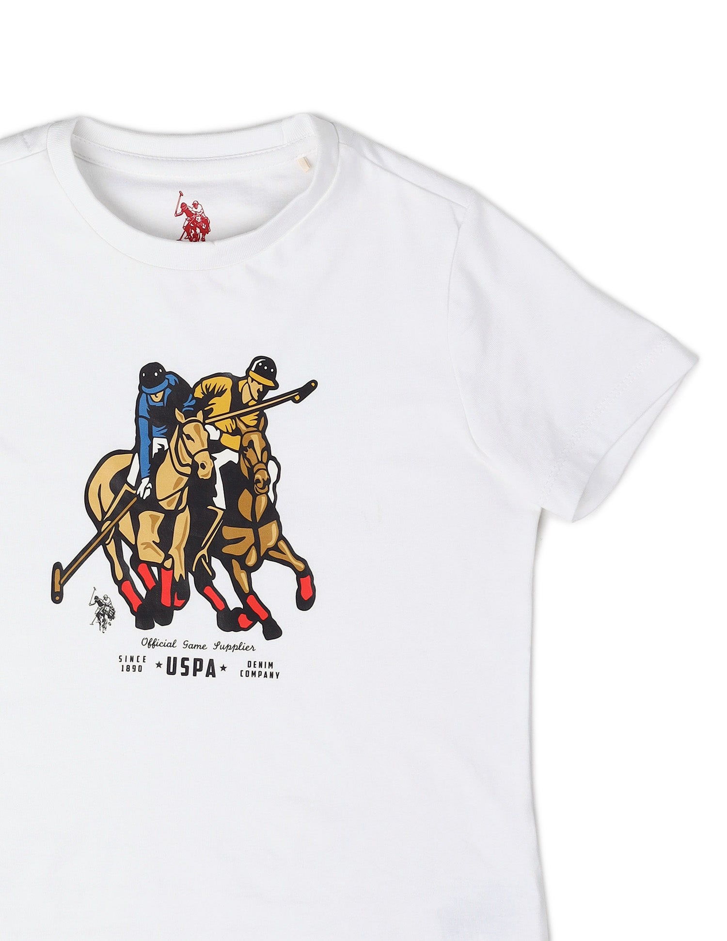 Boys Pure Cotton Graphic Brand Printed T Shirt White - U.S. POLO ASSN. | Large