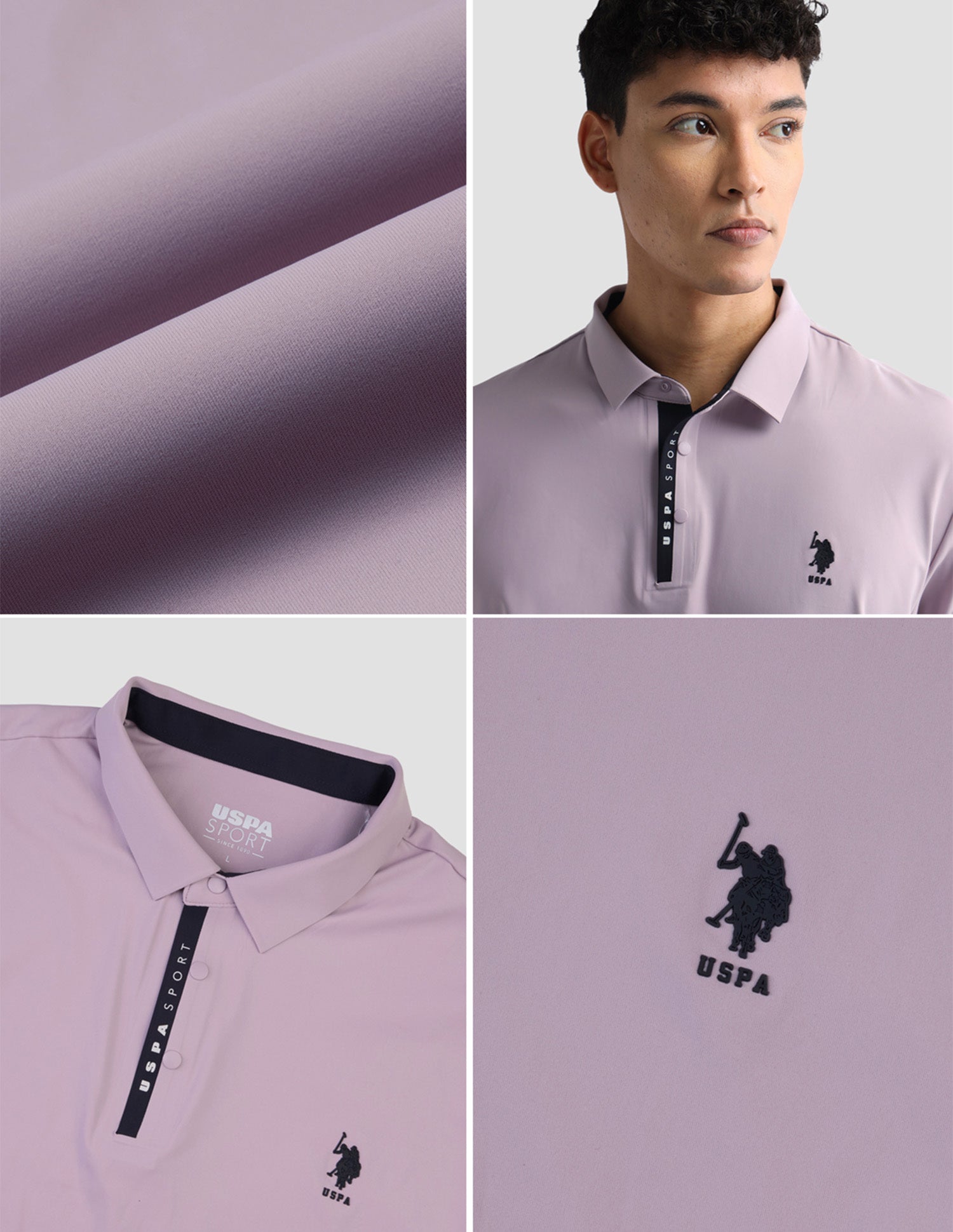 Solid Slim Fit Active Polo Shirt Pink - U.S. Polo Assn. India | Large