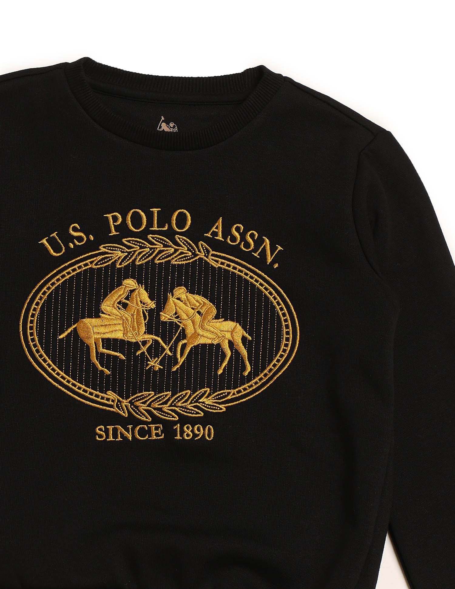 Boys Graphic Brand Embroidered Regular Fit Sweatshirt Black - U.S. Polo Assn. India | Large