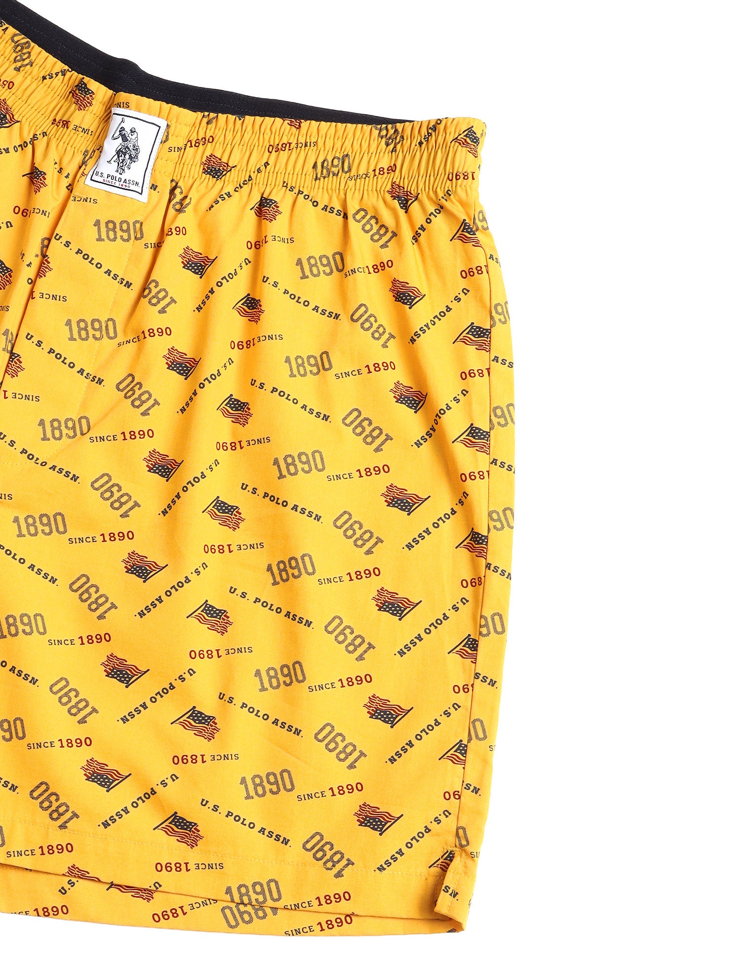 Pure Cotton Printed I657-PR Boxers - Pack Of 1 Mustard Flag - U.S. Polo Assn. India | Large