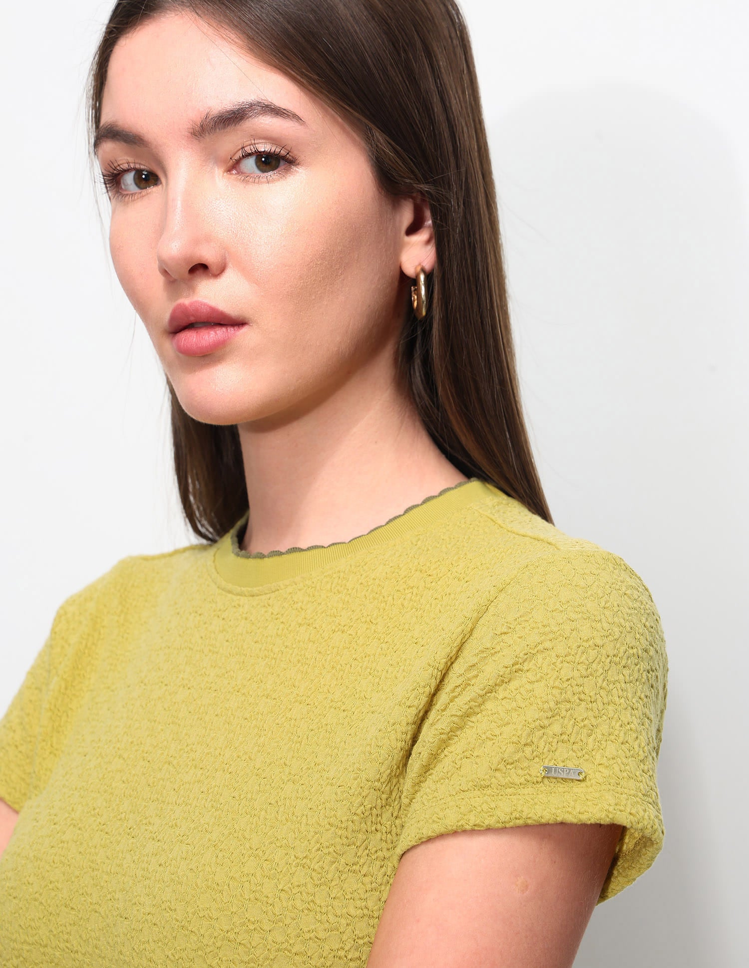 Fitted Textured T-Shirt Mustard - U.S. Polo Assn. India | Large