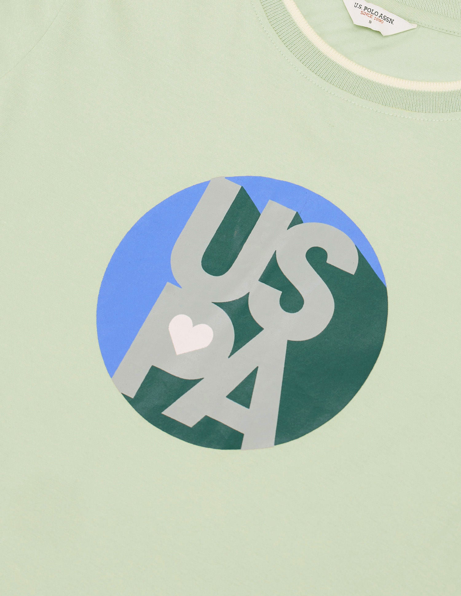 Tipped Neck Pure Cotton T-Shirt Mint - U.S. POLO ASSN. | Large