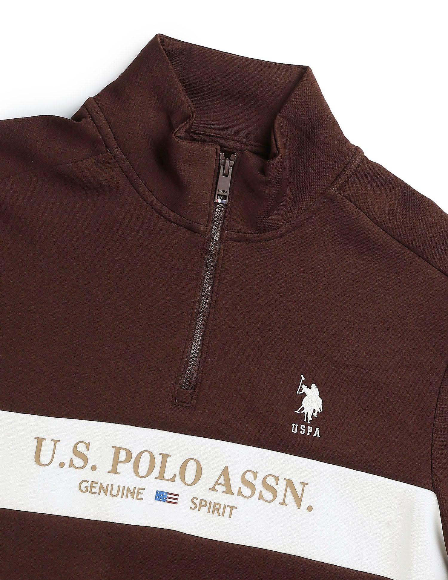 Brand Embossed Varsity Theatre Sweatshirt Dark Brown - U.S. POLO ASSN. | Large