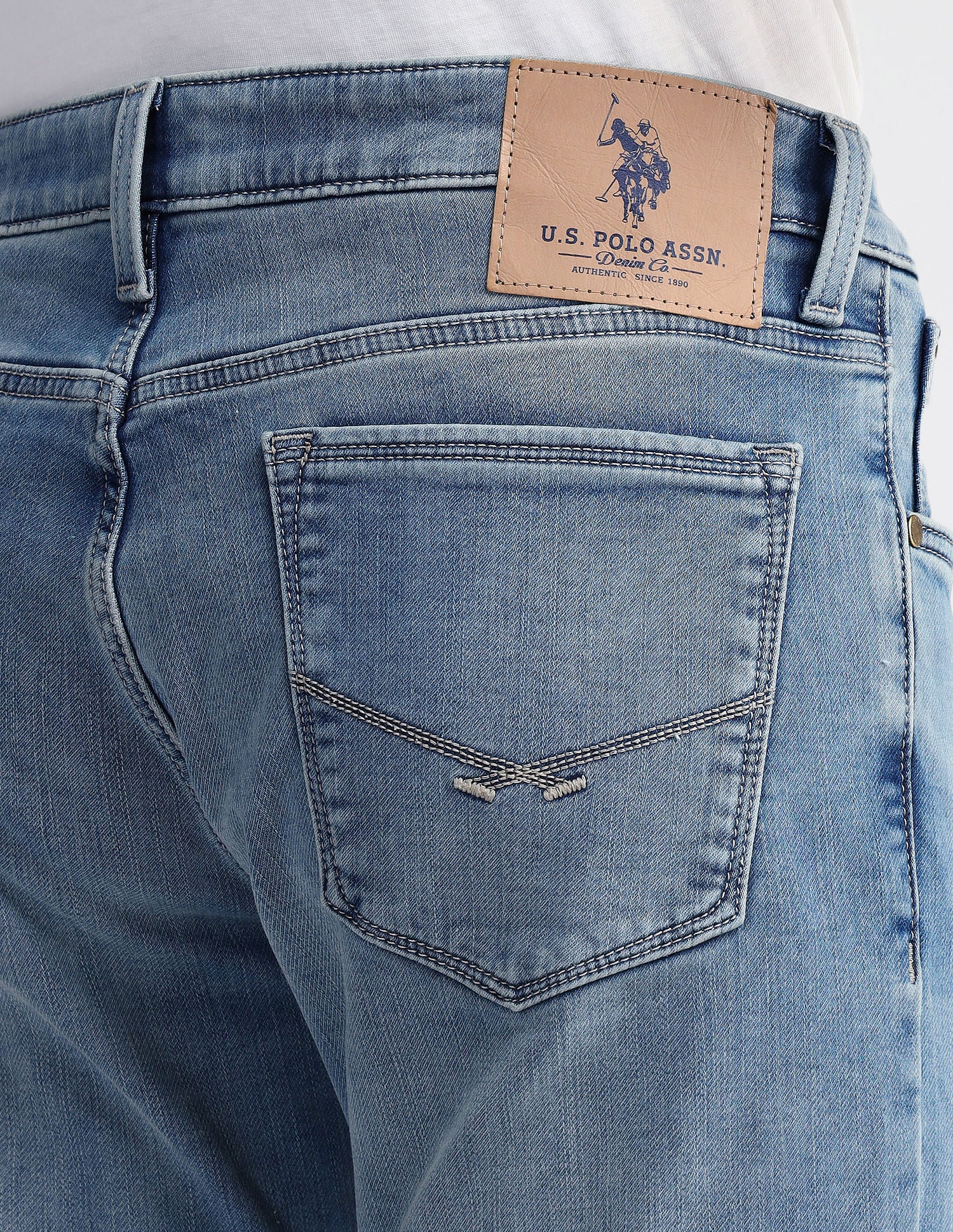 Slim Tapered Fit Blue Jeans Light-Blue - U.S. Polo Assn. India | Large