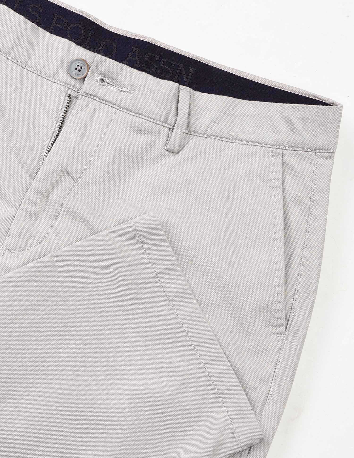 Solid Riley Straight Fit Twill Trousers Grey - U.S. POLO ASSN. | Large