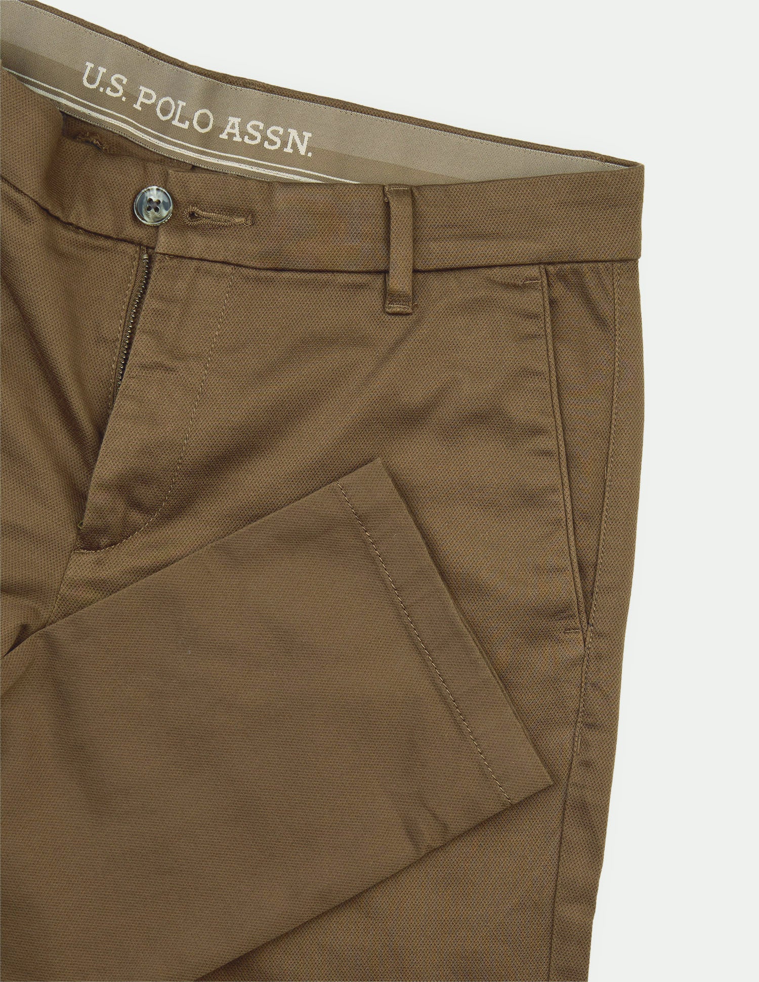 Austin Slim Fit Mid Rise Trousers Brown - U.S. Polo Assn. India | Large