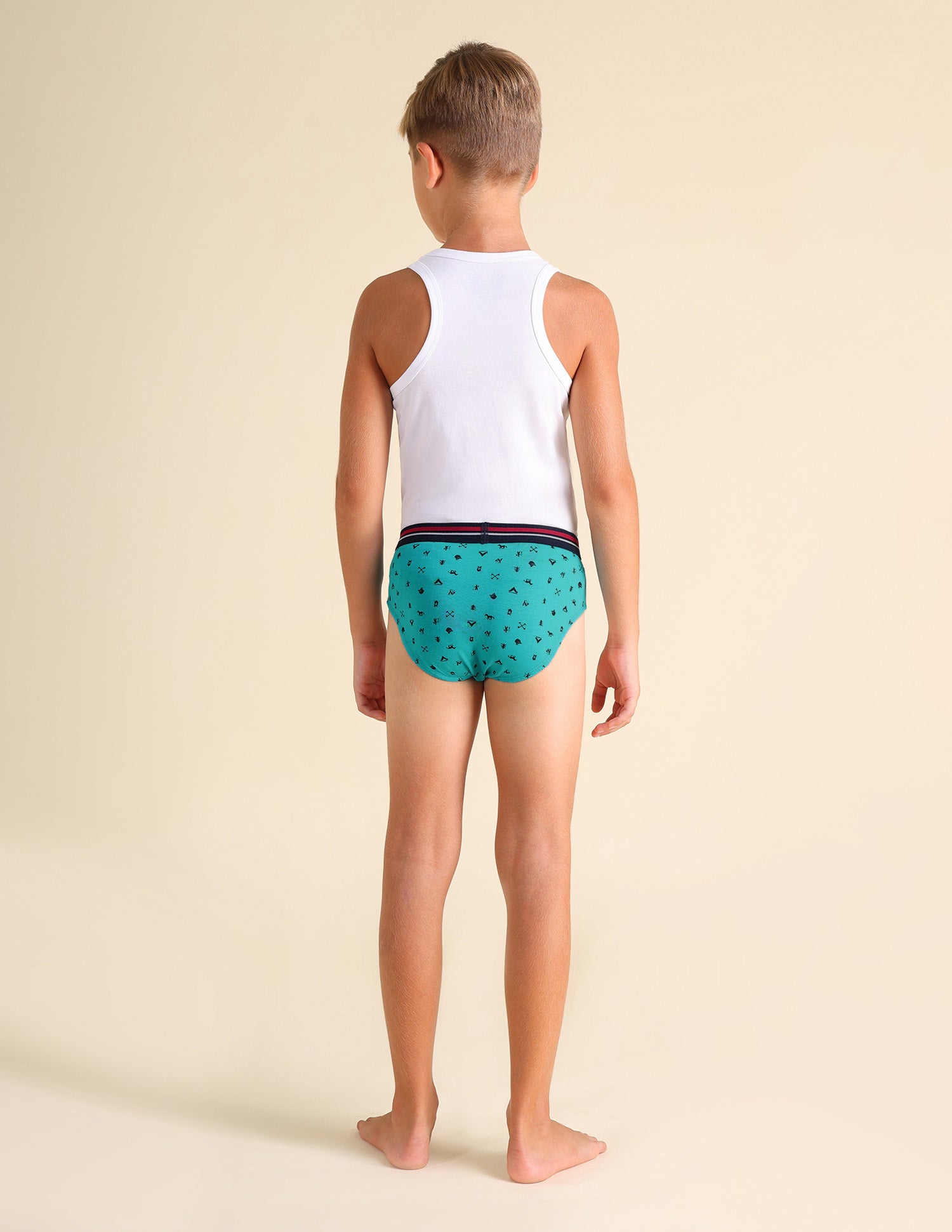 Mid Rise Cotton Spandex EKB03 Briefs - Pack Of 3 White, Green and Navy - U.S. POLO ASSN. | Large