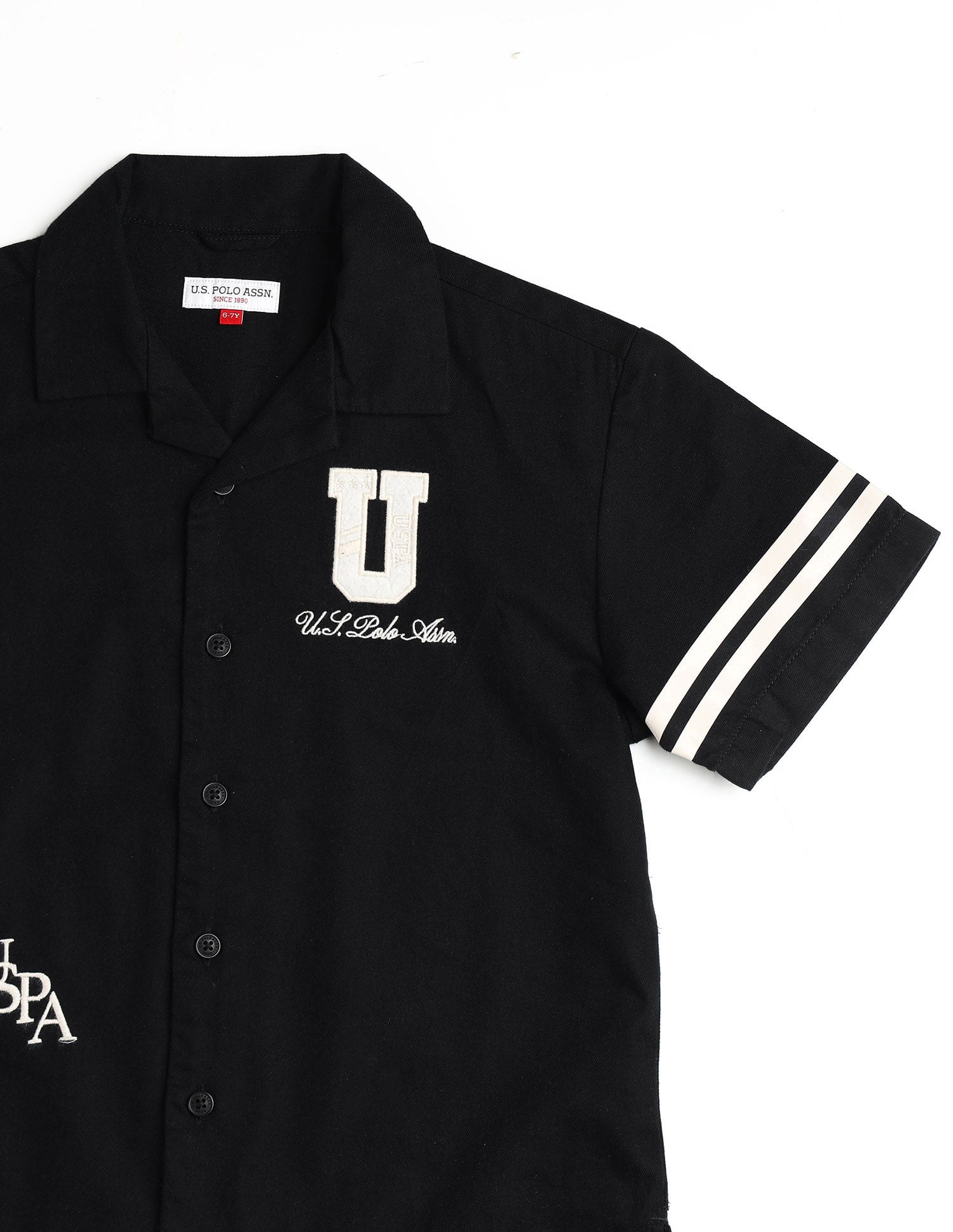 Boys Pure Cotton Cuban Shirt Black - U.S. POLO ASSN. | Large