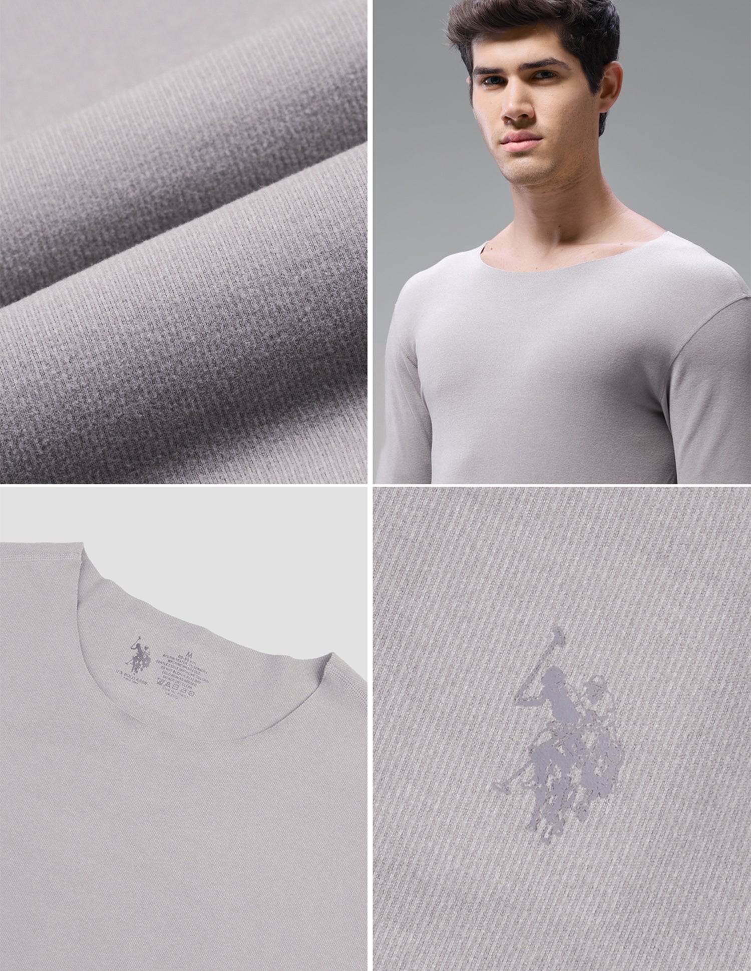 Comfort Fit Solid PH001 Thermal T-Shirt - Pack Of 1 Grey - U.S. Polo Assn. India | Large