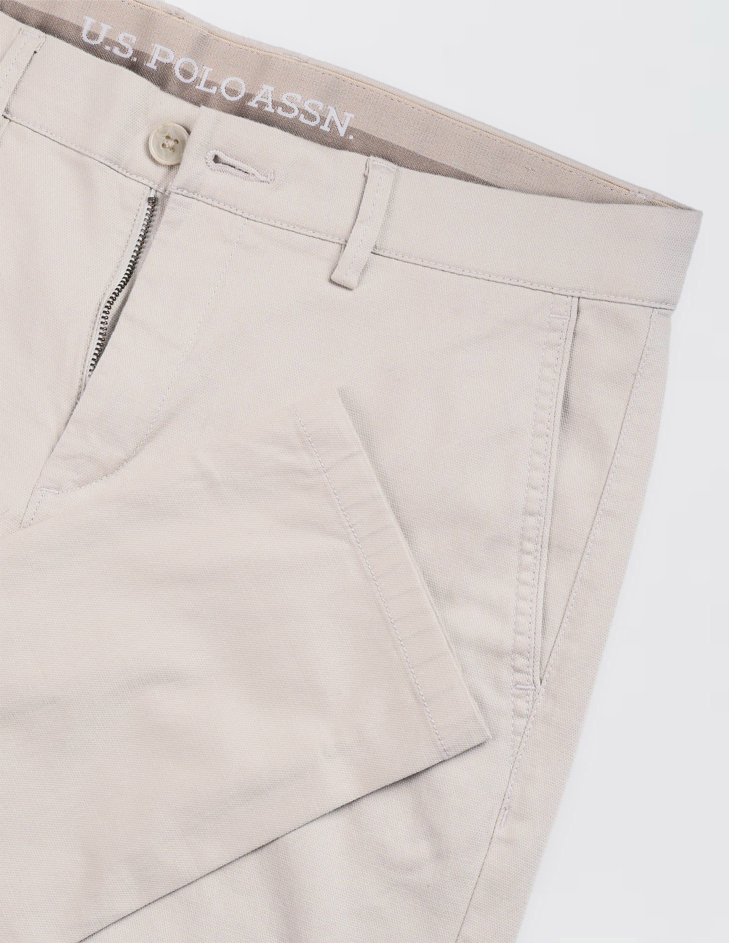 Solid Austin Slim Fit Trouser Beige - U.S. Polo Assn. India | Large