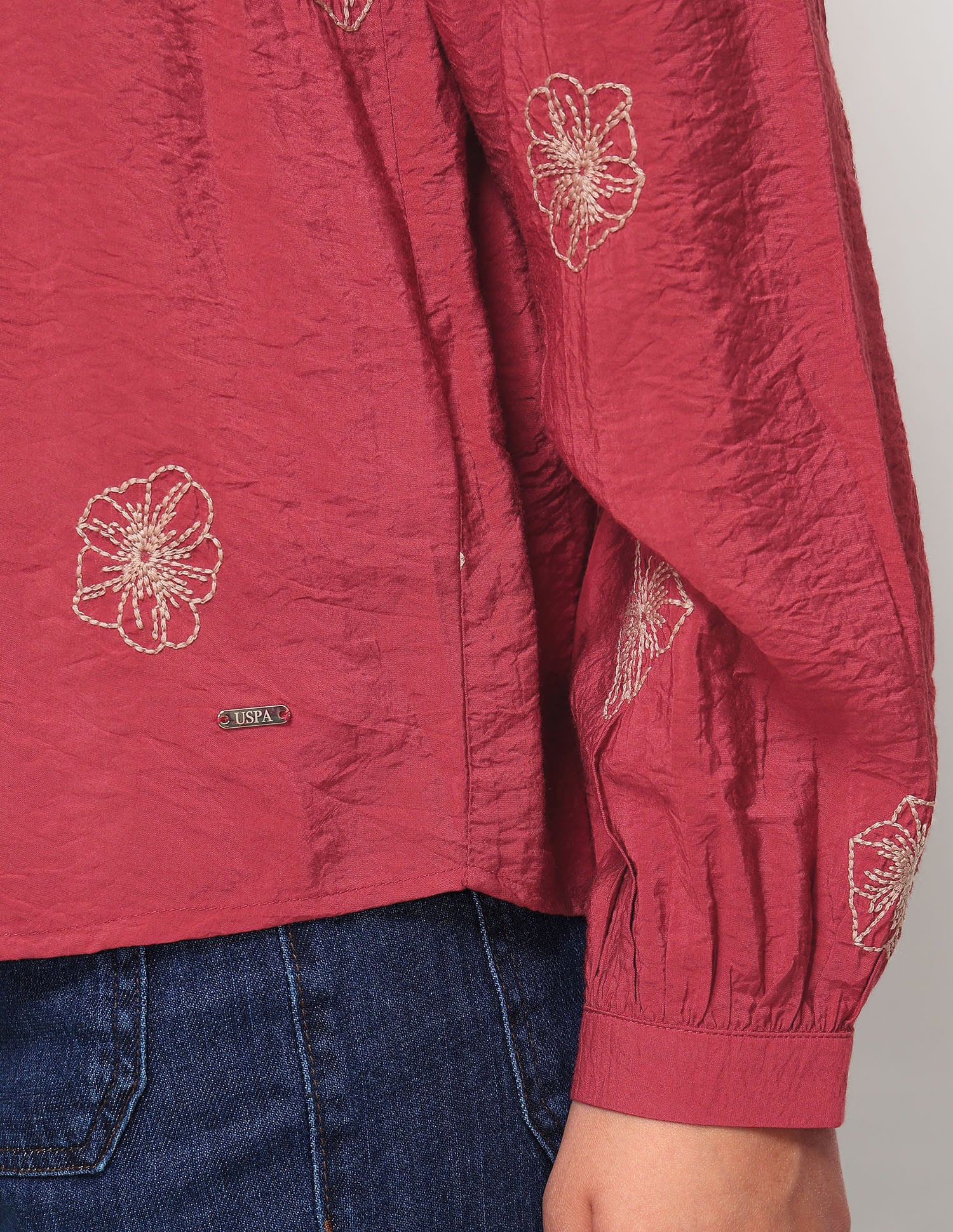 Floral Embroidered Top Red - U.S. Polo Assn. India | Large