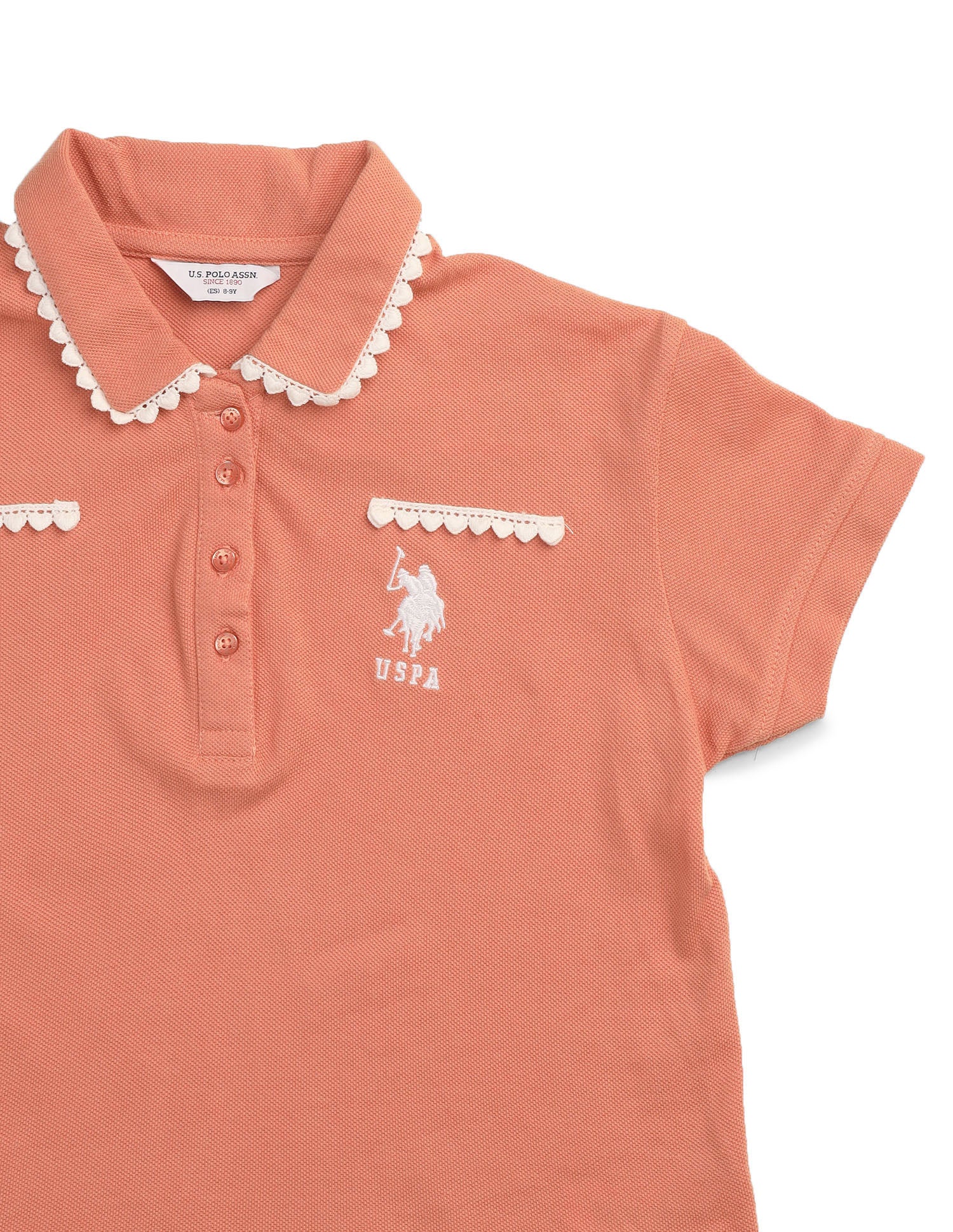 Girls Solid Lace Trim Top Rust - U.S. POLO ASSN. | Large
