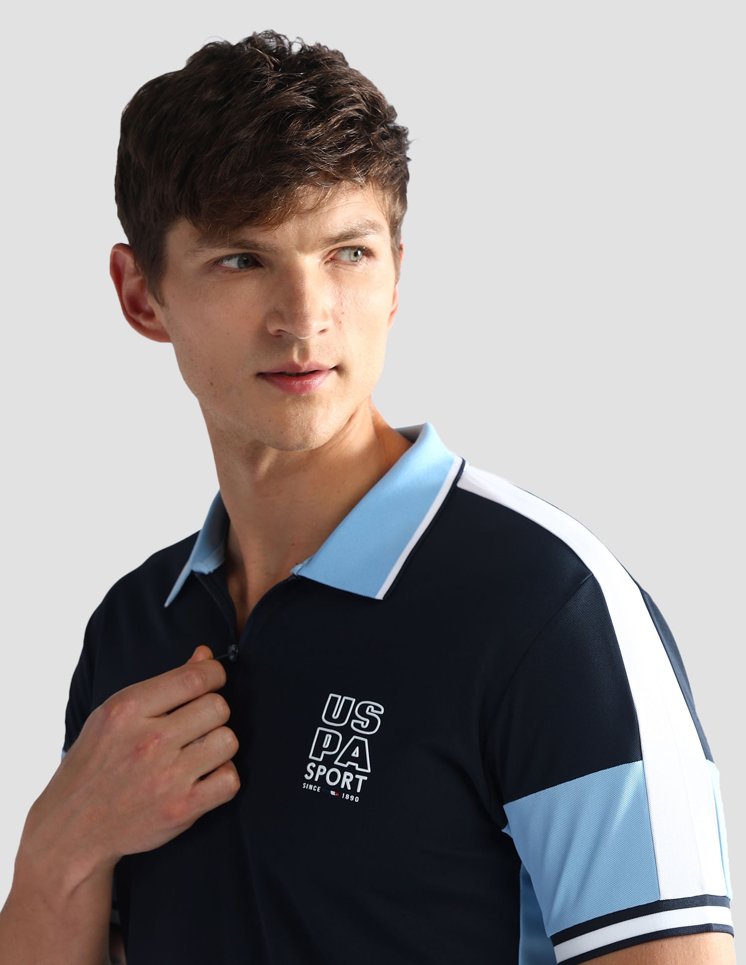 Colour Block Slim Polo Shirt Navy - U.S. Polo Assn. India | Large