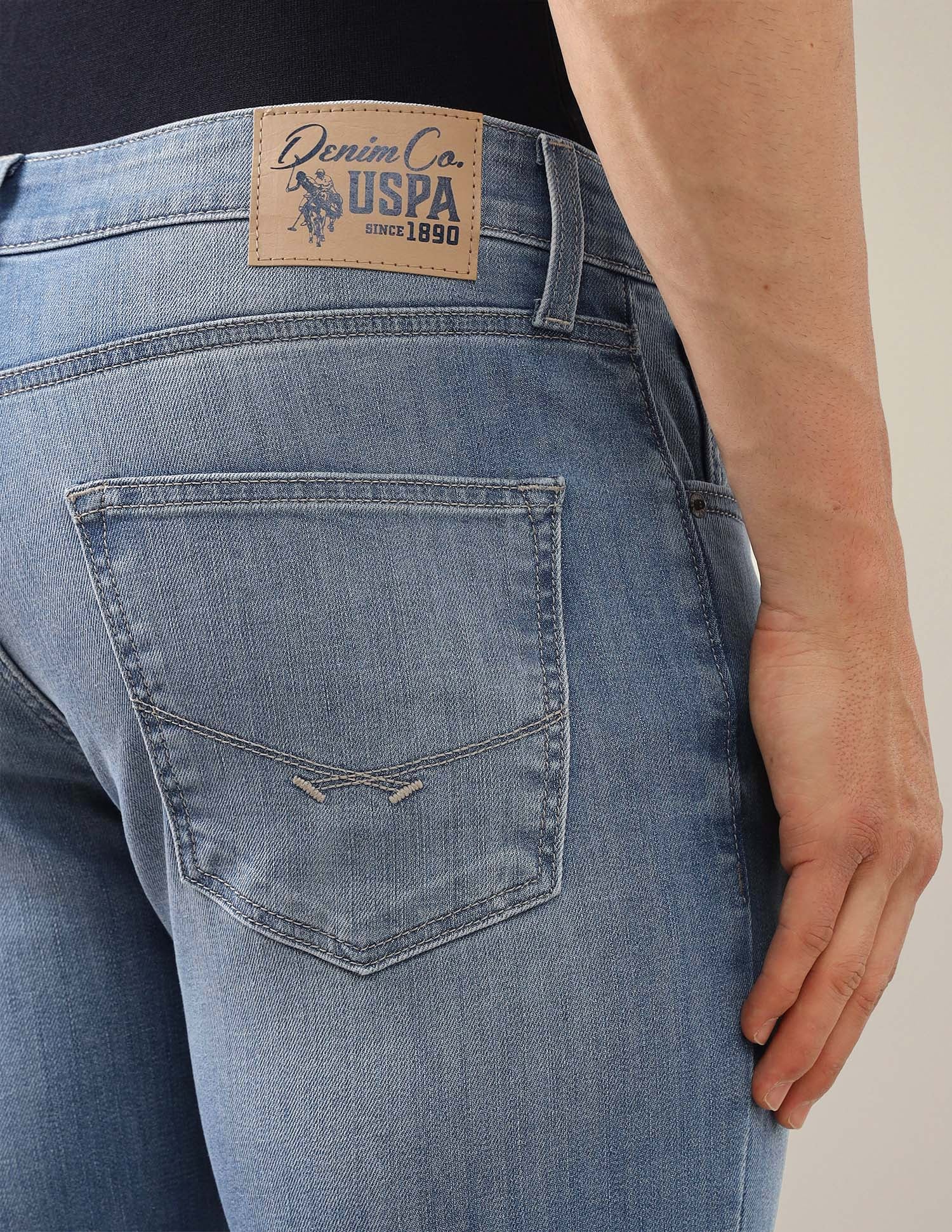 Harold Slim Straight Fit Blue Jeans Light Blue - U.S. Polo Assn. India | Large