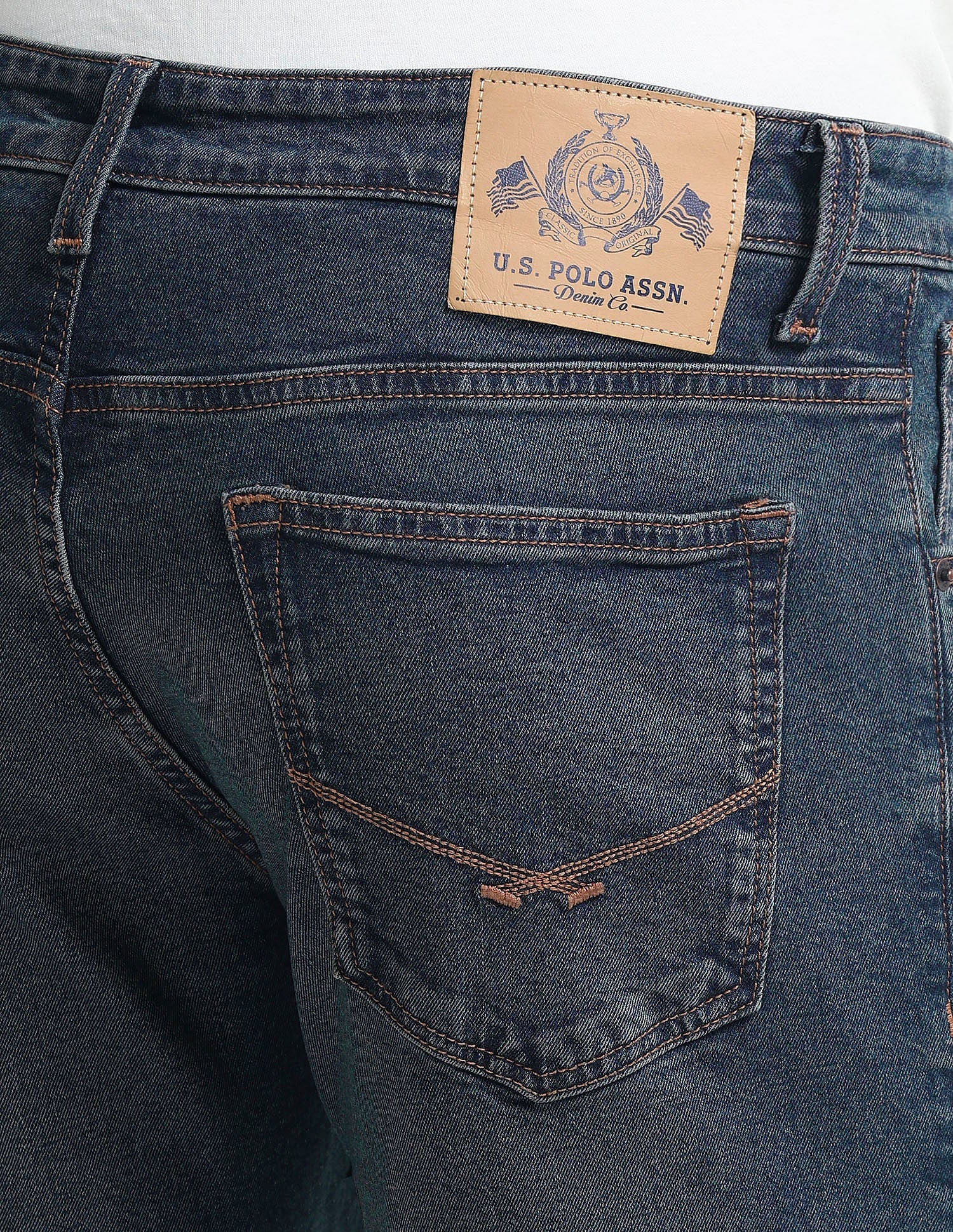Brandon Slim Fit Tapered Blue Jeans Light Blue - U.S. Polo Assn. India | Large