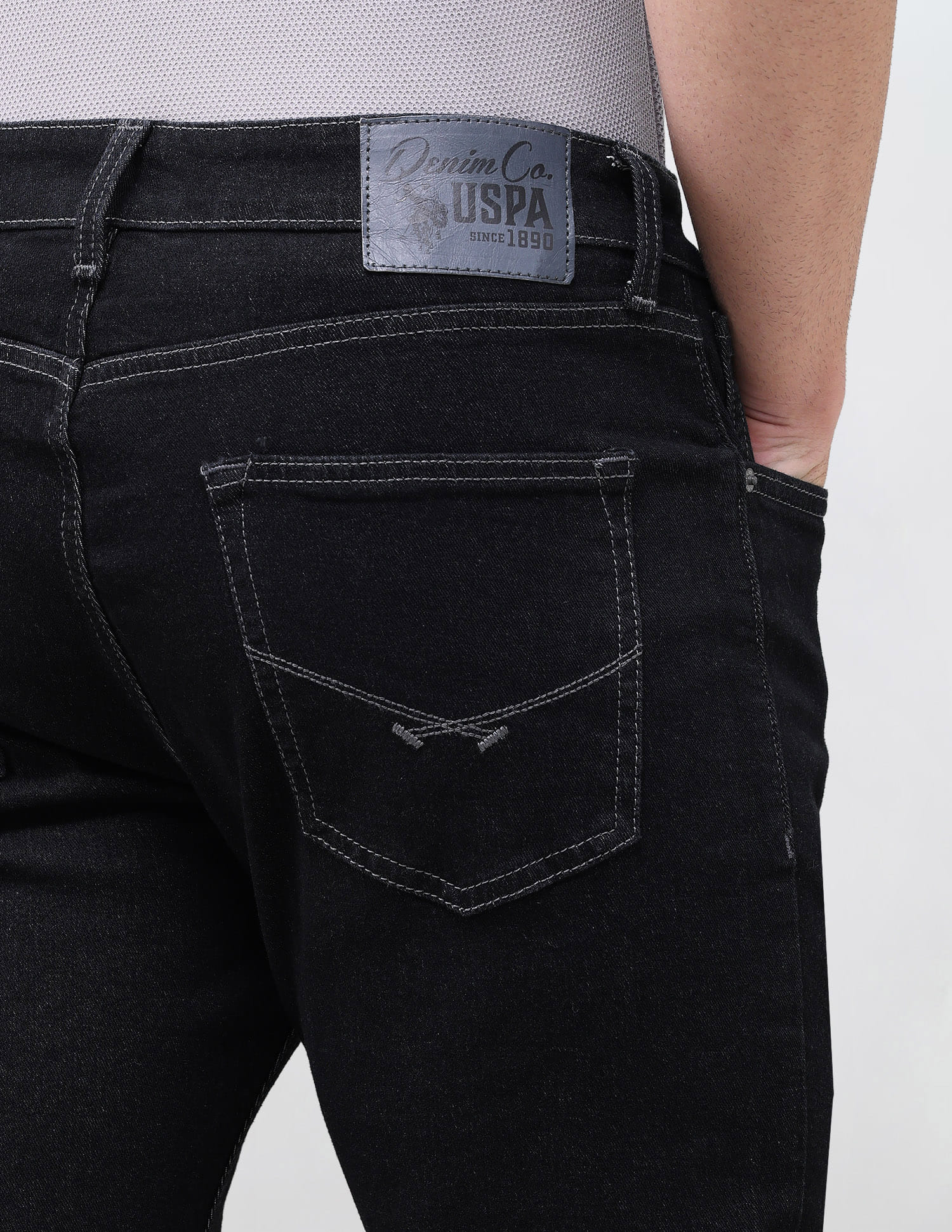 Solid Slim Straight Fit Jeans Grey - U.S. Polo Assn. India | Large