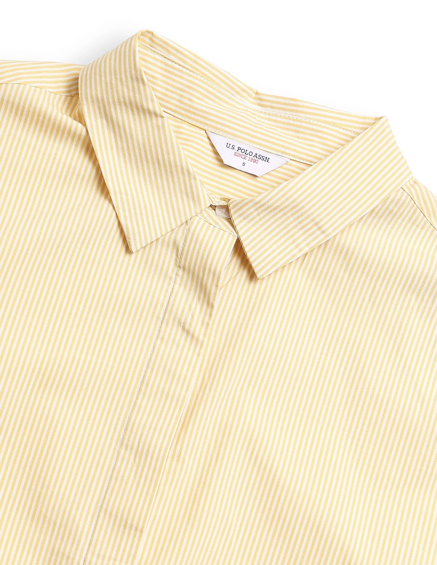 Striped Shirt With Schiffli Border Yellow - U.S. Polo Assn. India | Large