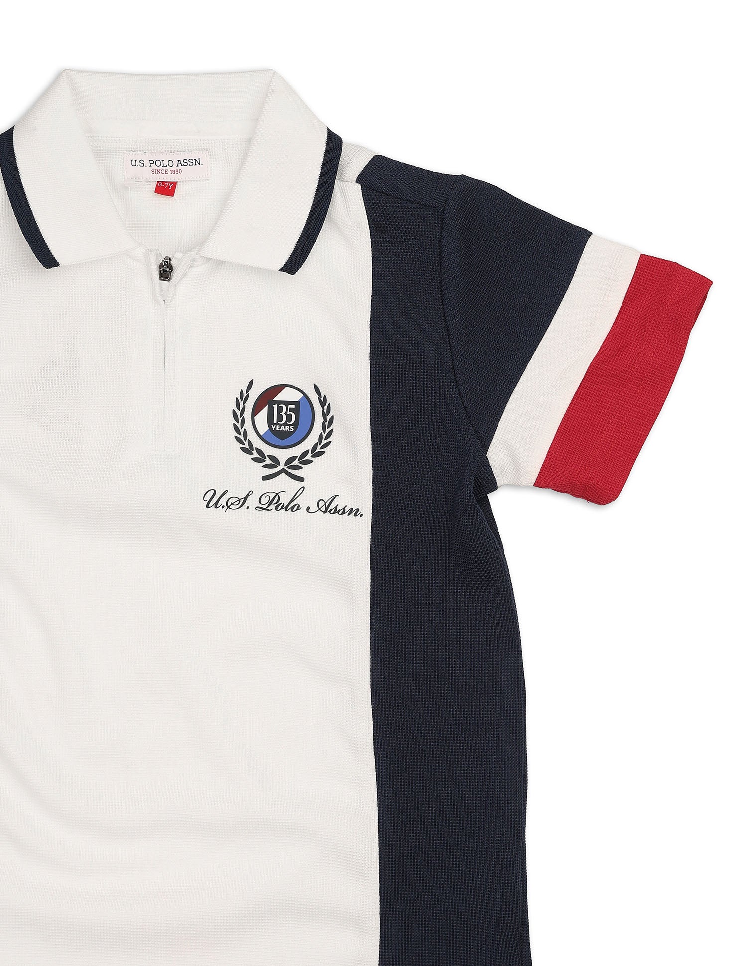 Boys Colour Blocked Regular Fit Polo Shirt White - U.S. POLO ASSN. | Large