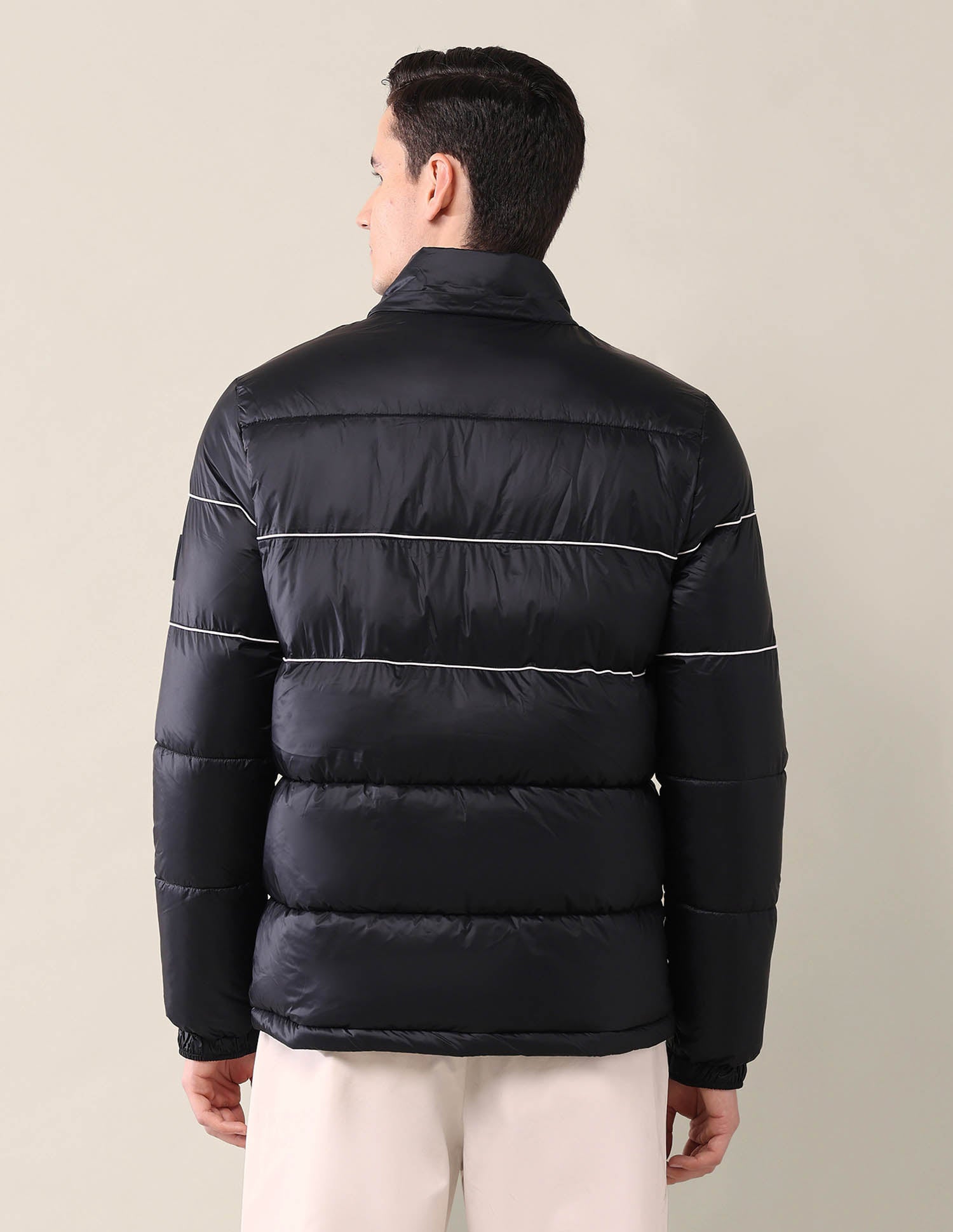 Colourblocked Regular Fit Puffer Jacket Black - U.S. Polo Assn. India | Large